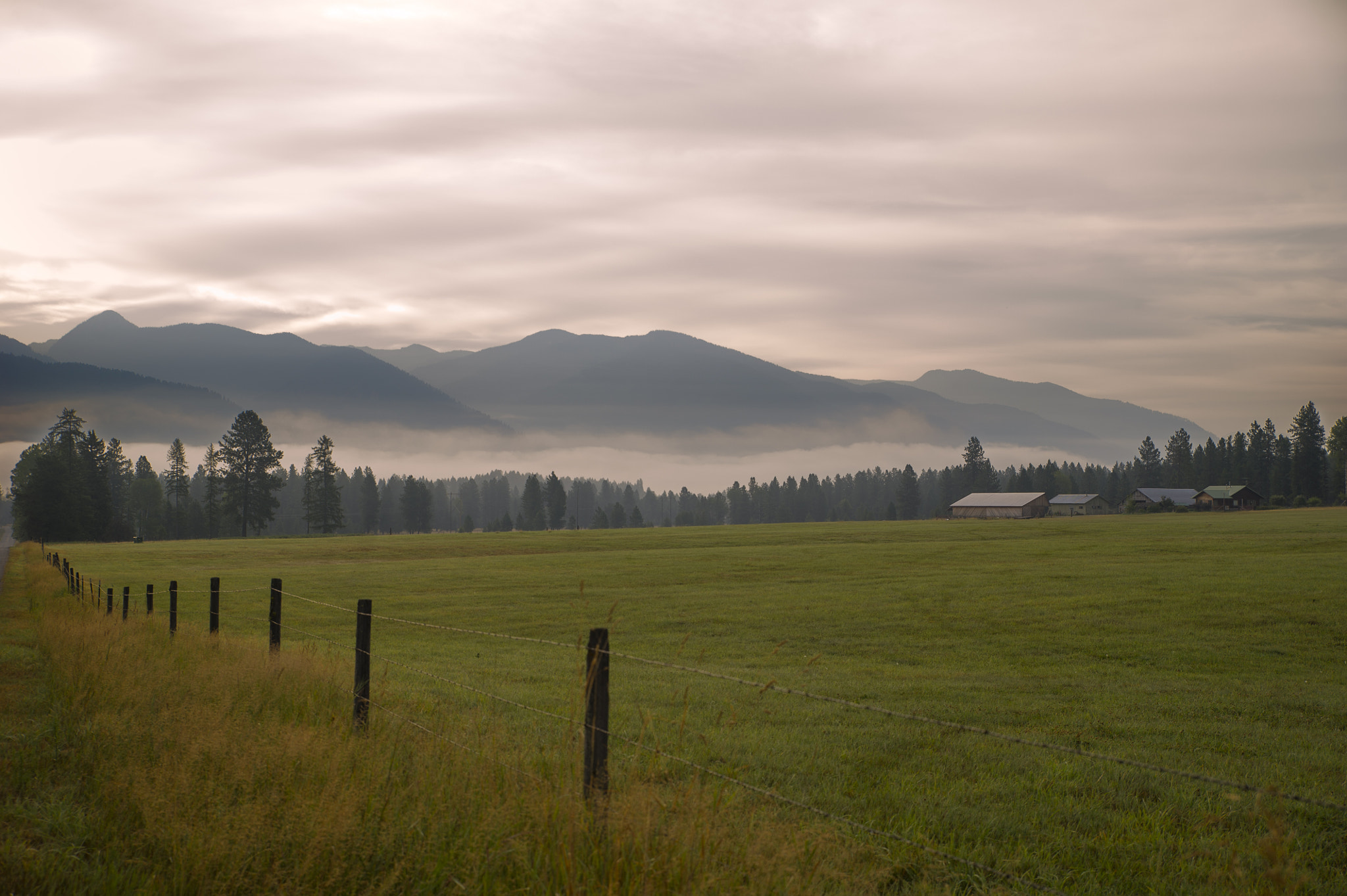Nikon D3S + Tamron SP 24-70mm F2.8 Di VC USD sample photo. Smoky morning in western montana photography