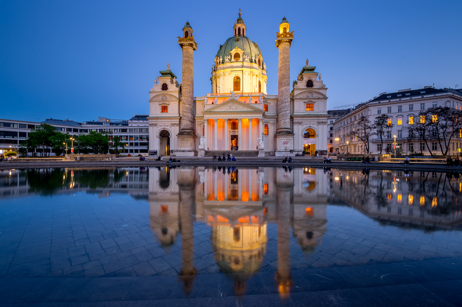 Pentax K-3 sample photo. Karlskirche reflection photography