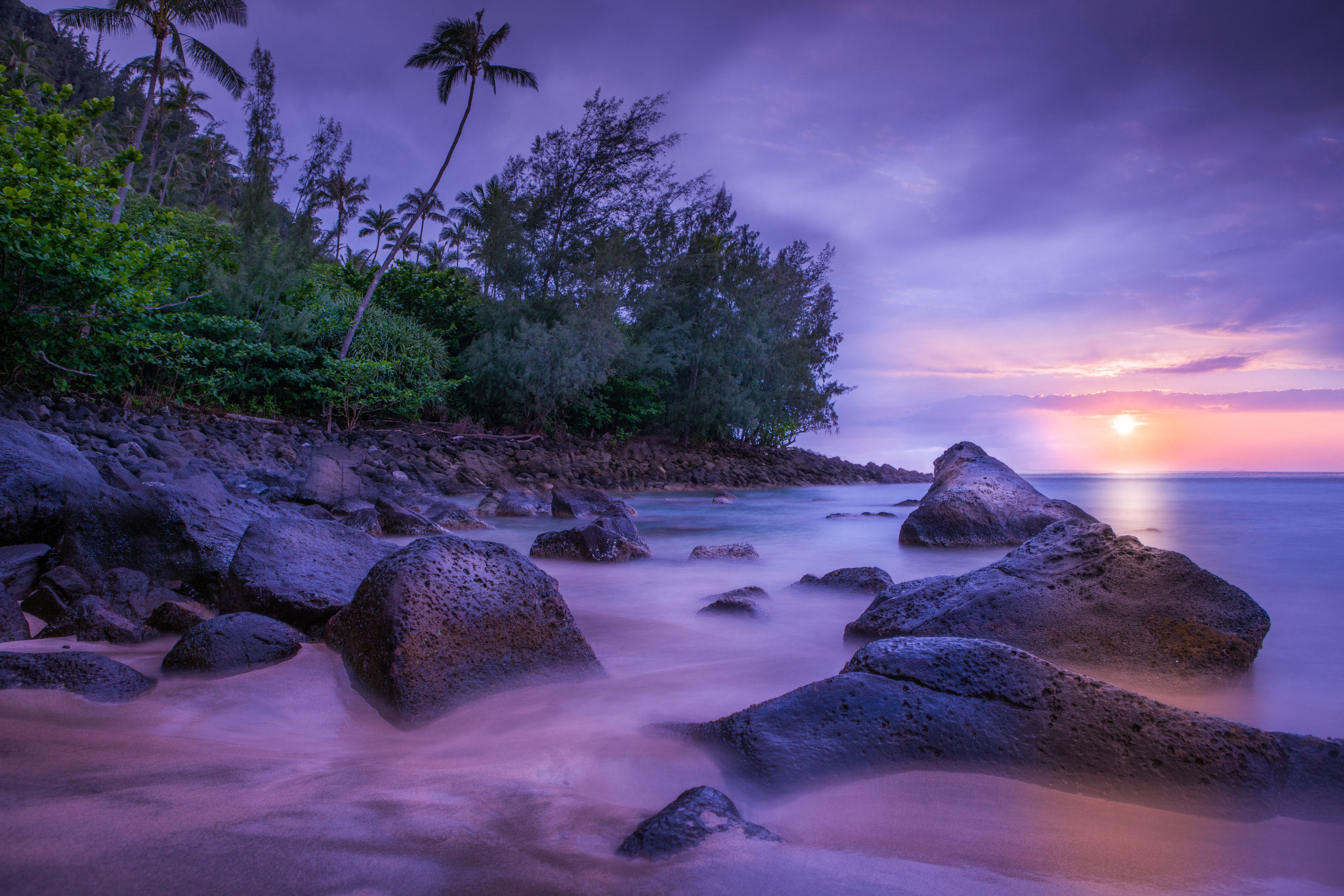 Sony a7R II + Canon EF 24-70mm F2.8L USM sample photo. Sunset at ke'e beach photography
