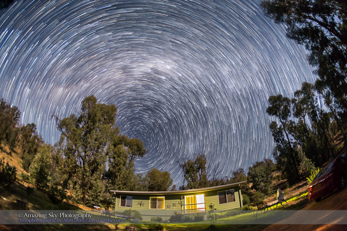 Canon EOS 6D + Canon EF 15mm F2.8 Fisheye sample photo. Circumpolar stars over tibuc cottage photography