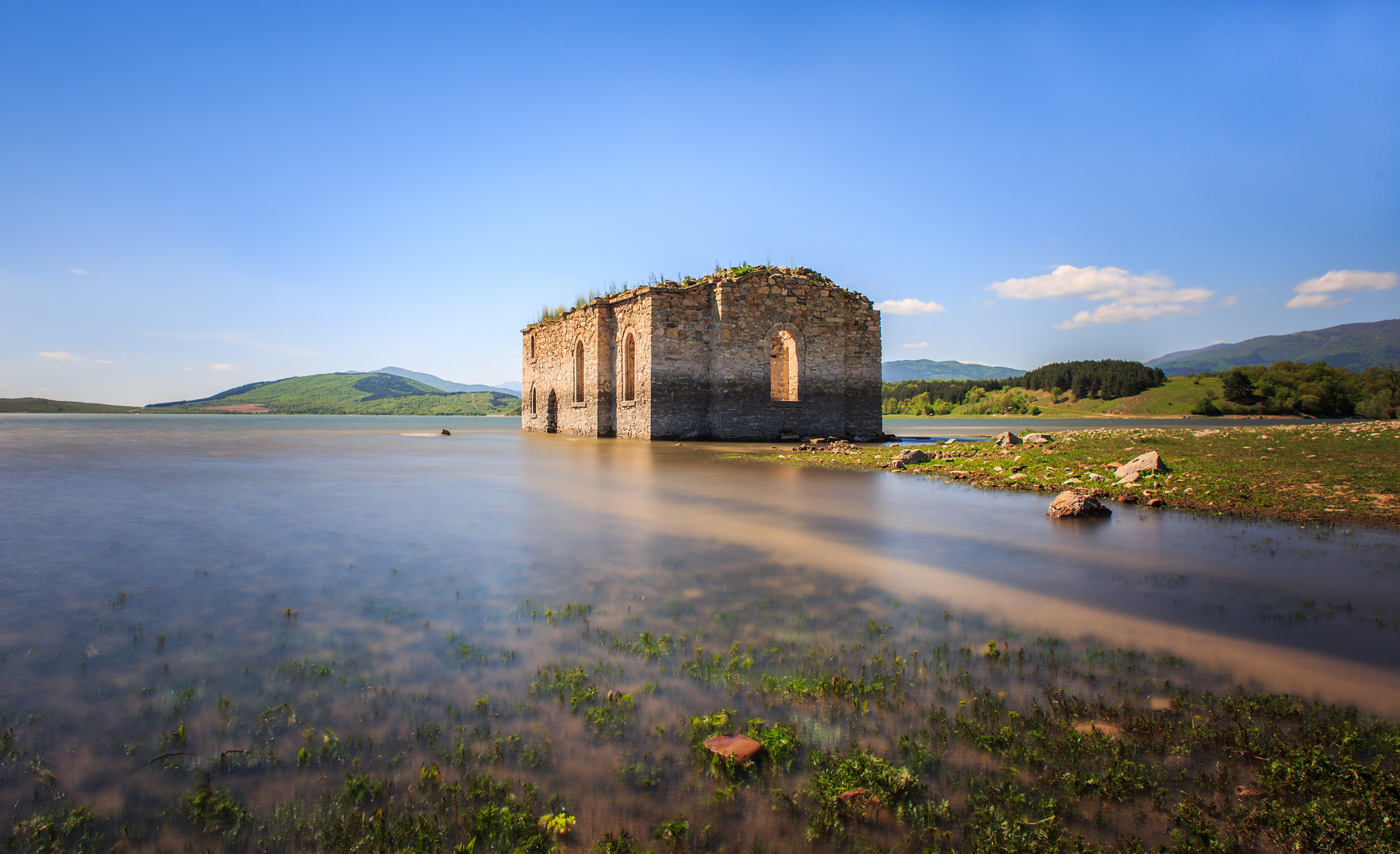 Sigma 24mm f/1.8 DG Macro EX sample photo. Submerged church photography