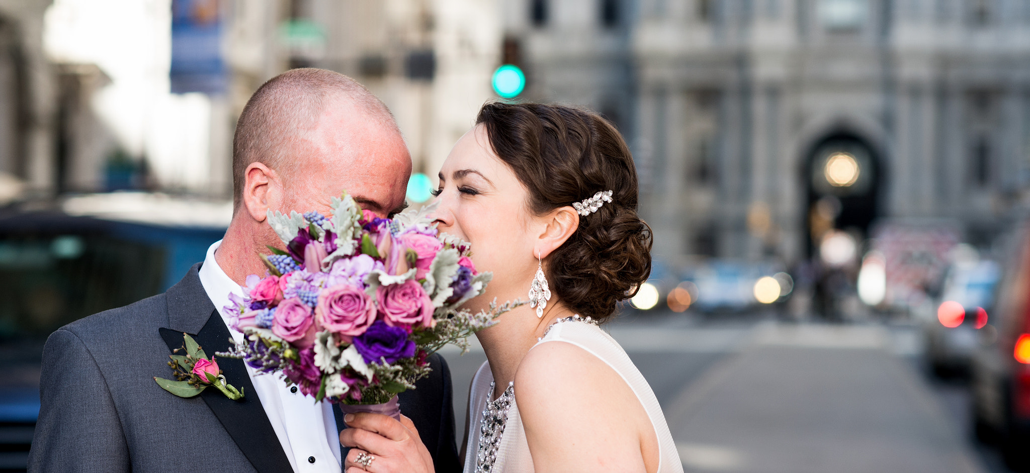 Nikon Df + Nikon AF-S Nikkor 85mm F1.4G sample photo. B&t in front of city hall w/ flowers photography