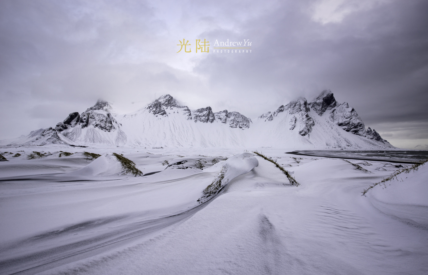 16-35mm F4 OSS sample photo. A dusting of snow, vestrahorn, iceland photography