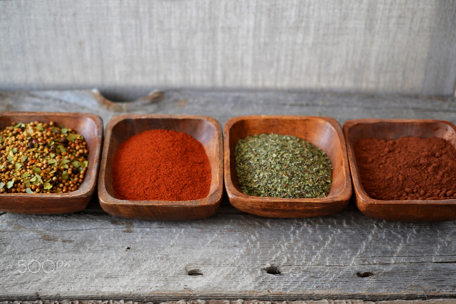 Nikon D3100 + AF Nikkor 35mm f/2 sample photo. Spices in rustic wooden bowl on table photography