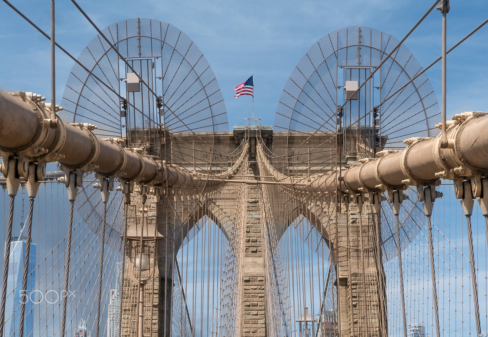 Panasonic Lumix G X Vario 35-100mm F2.8 OIS sample photo. Lines and shapes of the brooklyn bridge photography