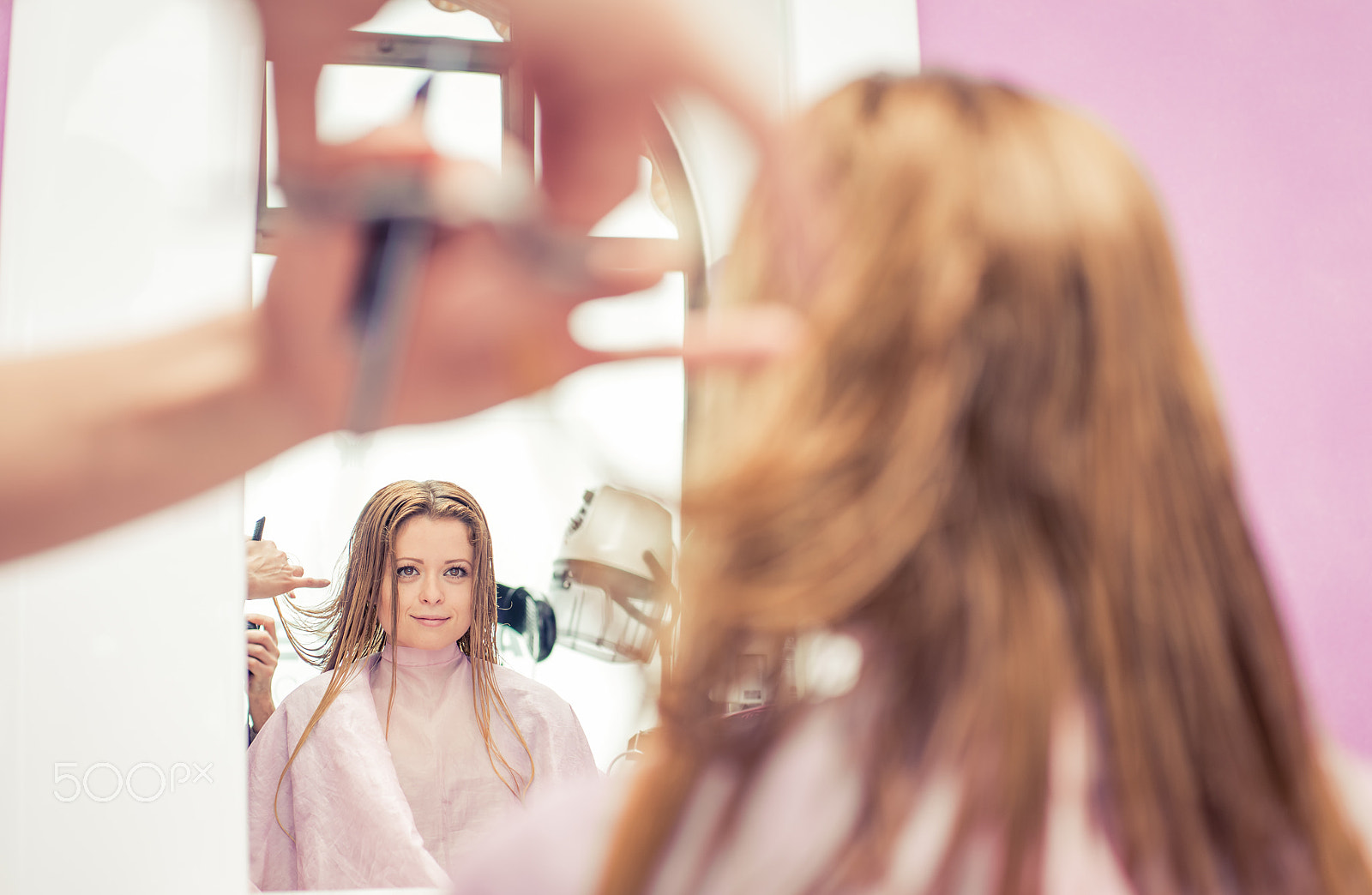 Nikon D610 + Sigma 50mm F2.8 EX DG Macro sample photo. Woman changing new hair style at the saloon photography