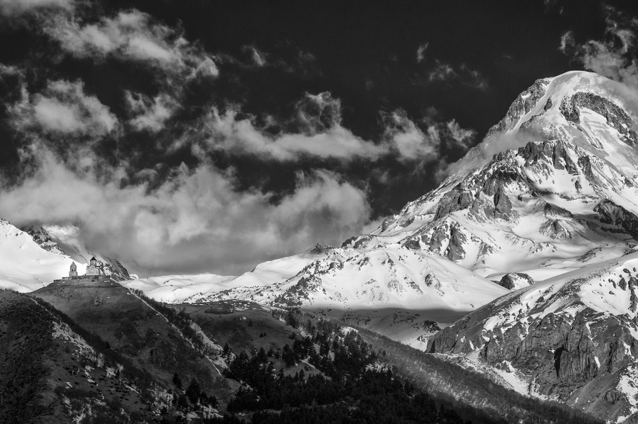 smc PENTAX-FA 80-320mm F4.5-5.6 sample photo. Kazbeg b&w photography