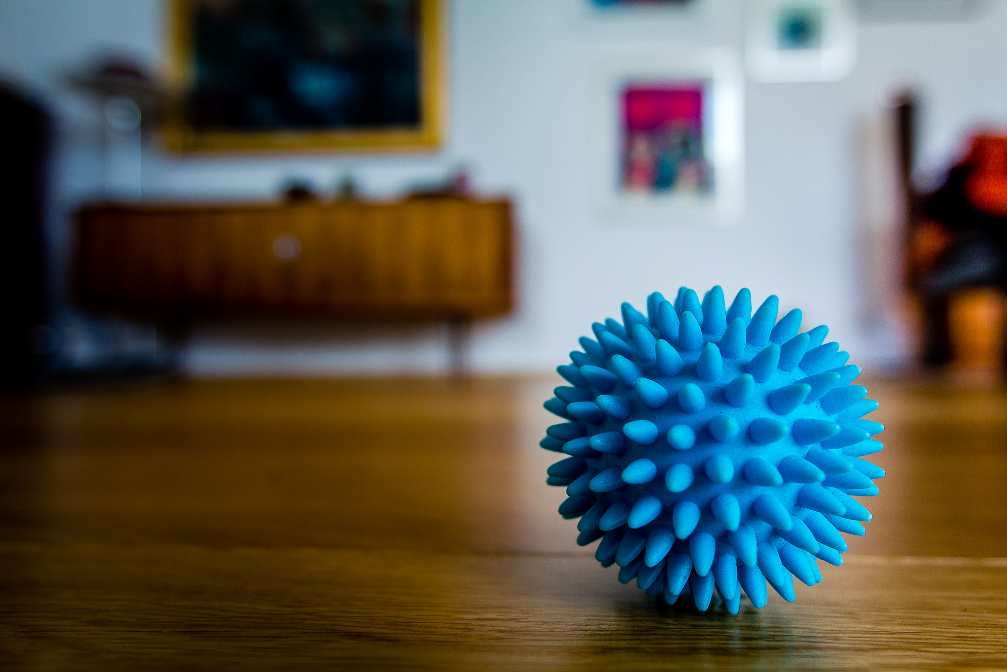 Canon EF 16-35mm F2.8L II USM sample photo. Blue ball in a room photography