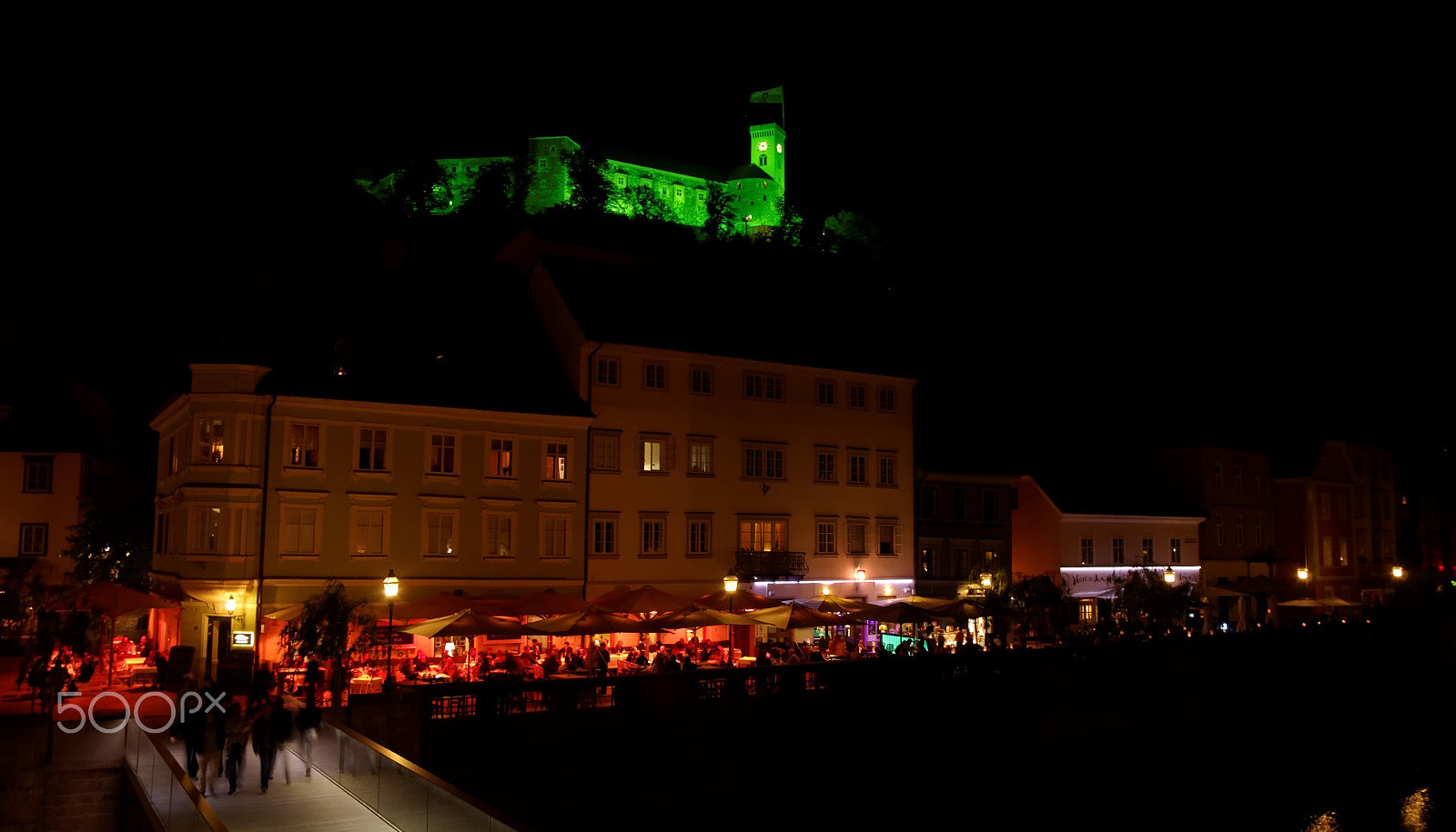 Pentax K-50 + Sigma Lens (8 255) sample photo. Ljubljana by the river at night photography