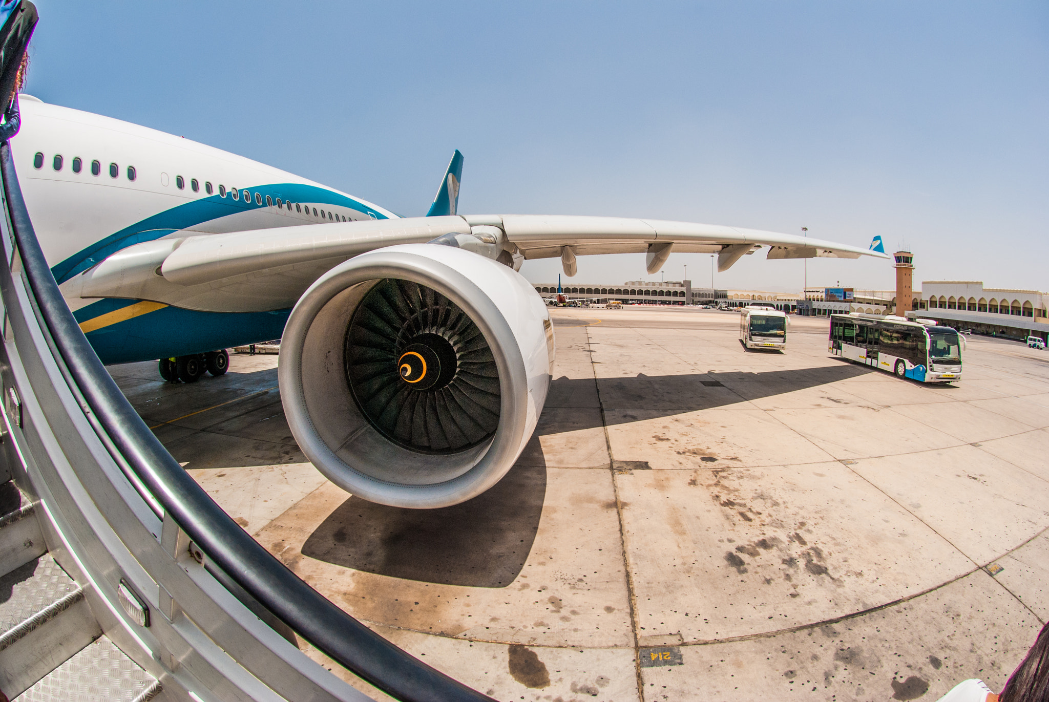 Nikon AF DX Fisheye-Nikkor 10.5mm F2.8G ED sample photo. Oman airport before departure photography