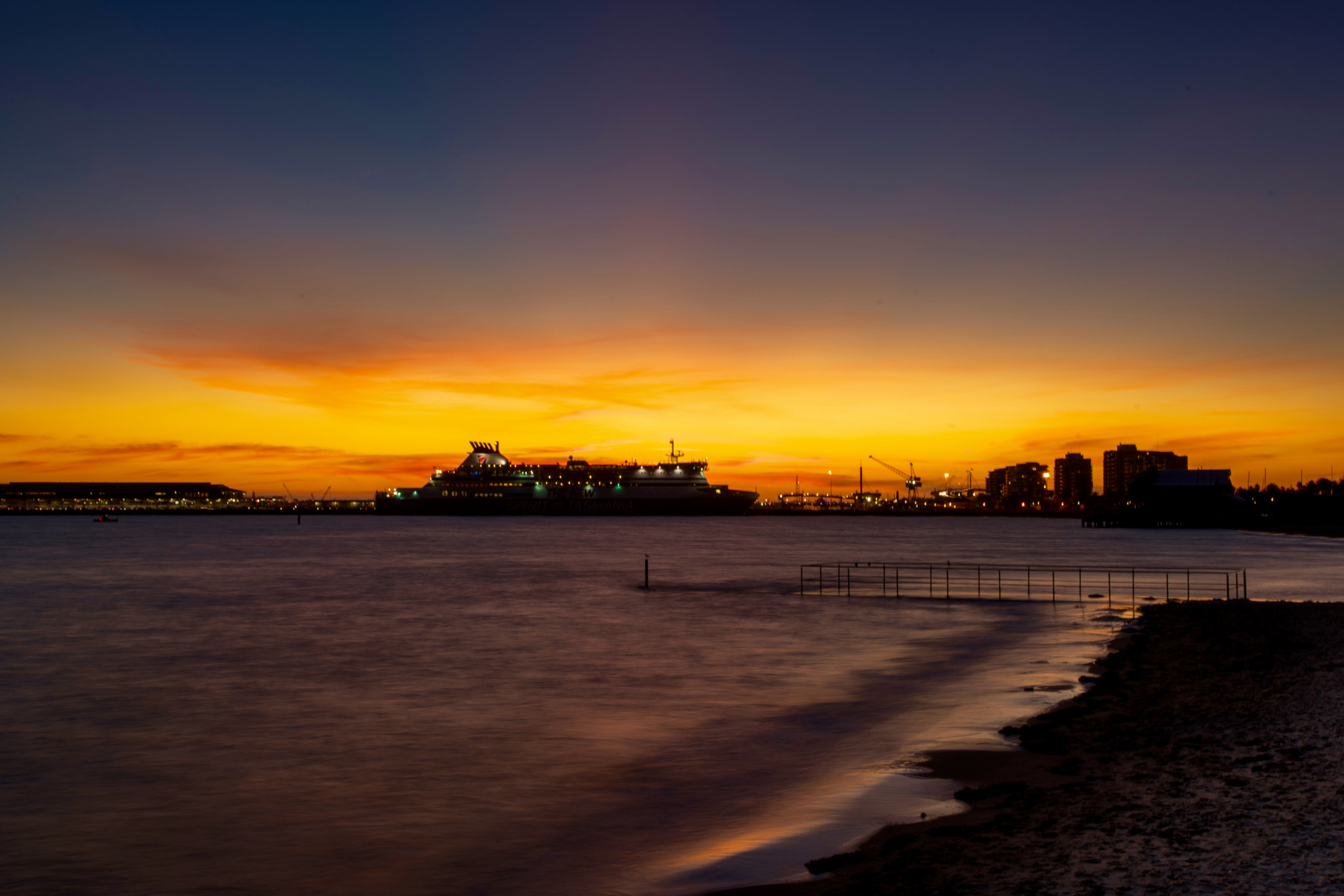 Sony a7R II + Canon EF 17-40mm F4L USM sample photo. Sunset over ferry photography