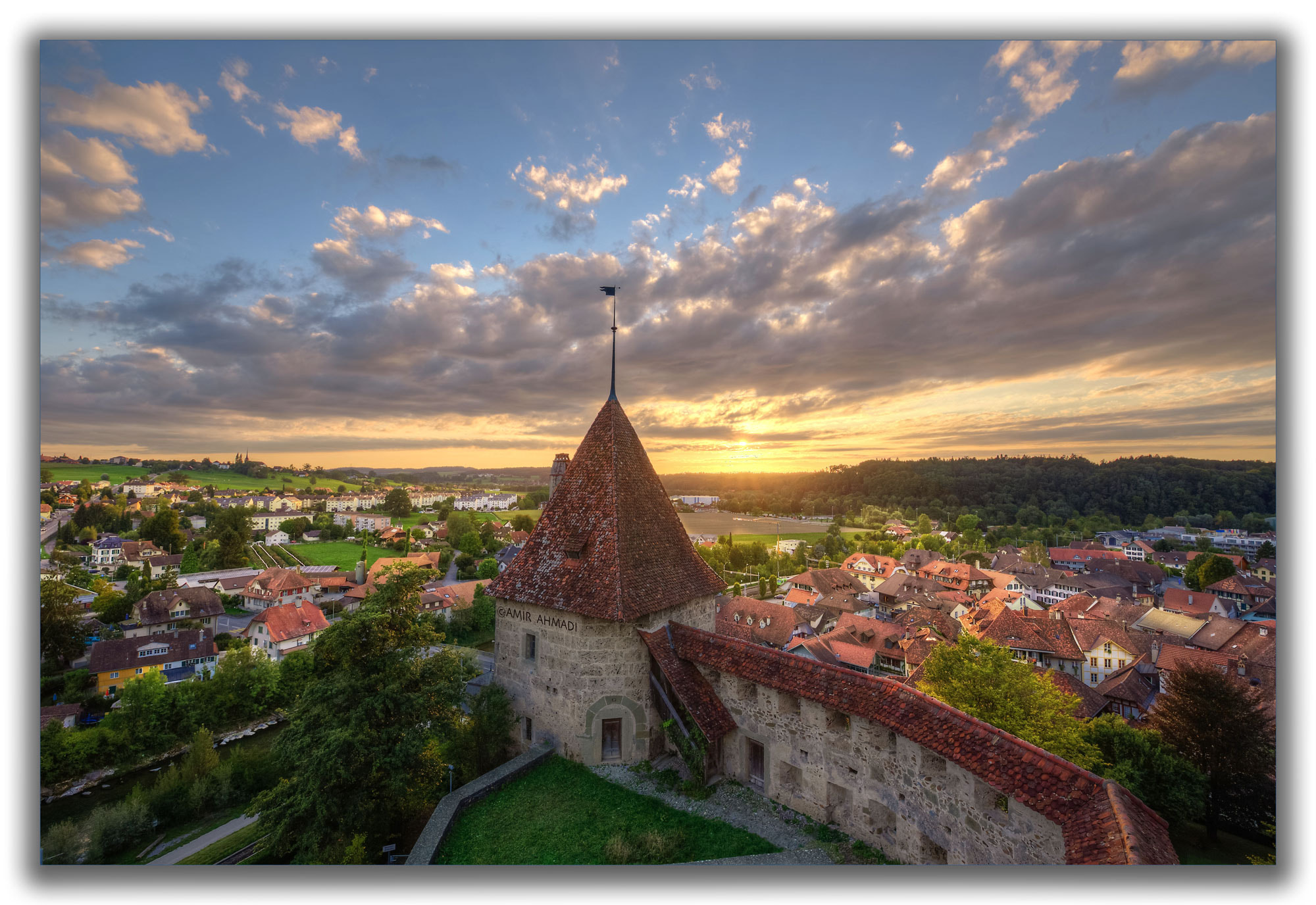 Canon EOS 6D + Tamron SP 15-30mm F2.8 Di VC USD sample photo. Sunset at laupen castle photography