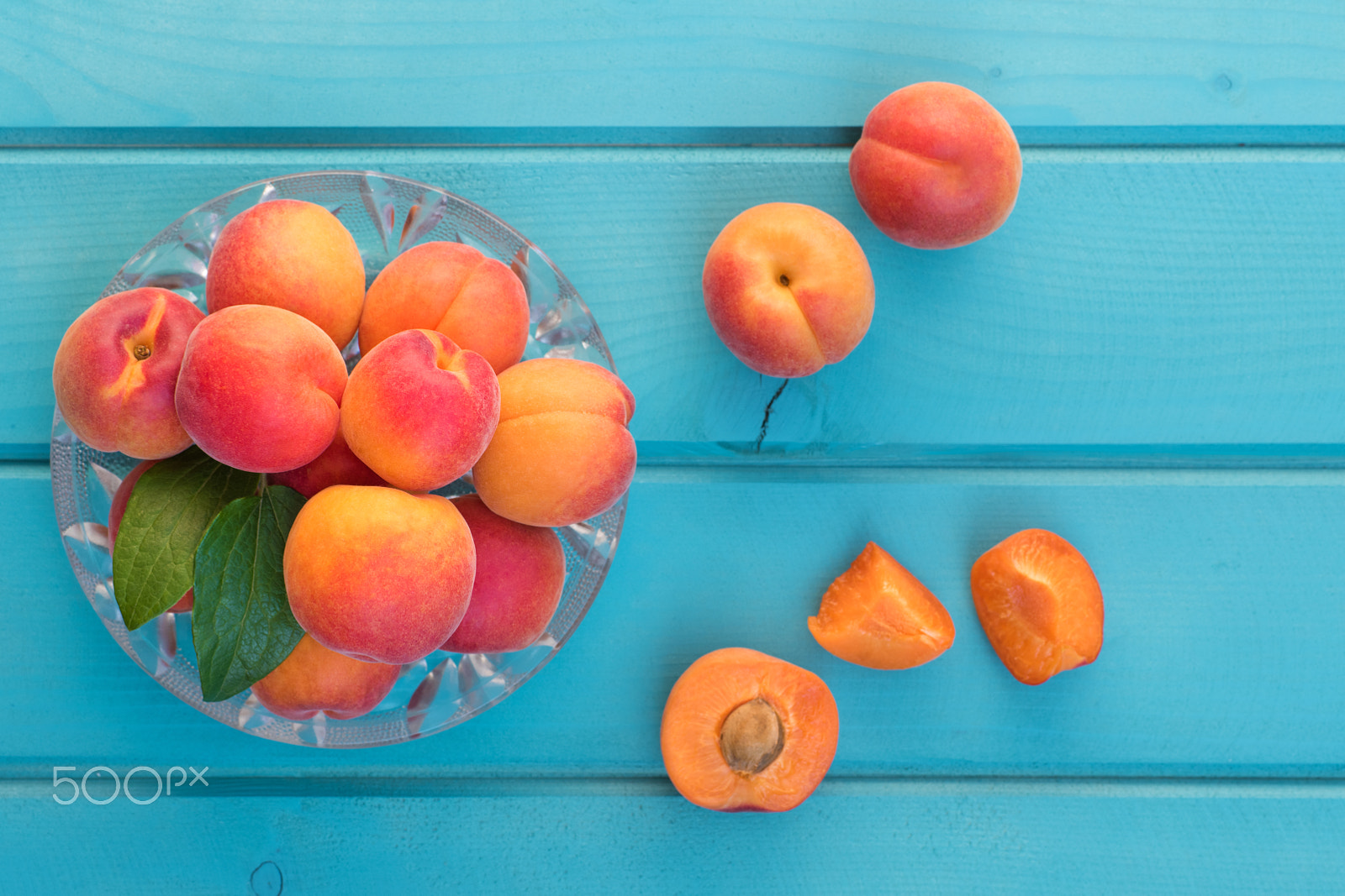 Nikon D810 + Sigma 70mm F2.8 EX DG Macro sample photo. Fresh homegrown apricots on pastel blue wooden table photography