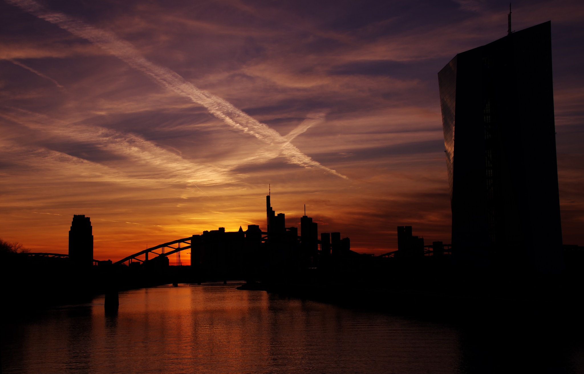 Pentax K-5 + Sigma 18-250mm F3.5-6.3 DC Macro OS HSM sample photo. Sunset in frankfurt am main photography