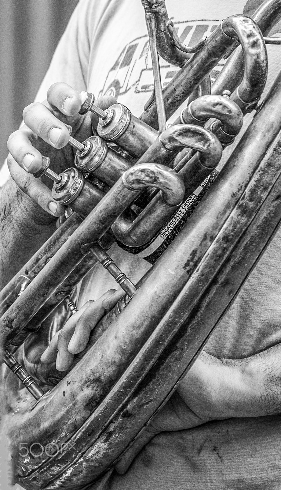 Canon EOS 100D (EOS Rebel SL1 / EOS Kiss X7) sample photo. Old dented tuba photography