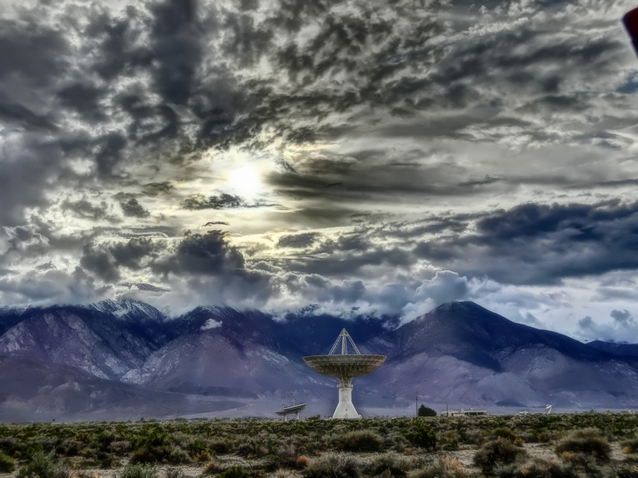 CASIO EX-ZR850 sample photo. Radio telescope clouds photography