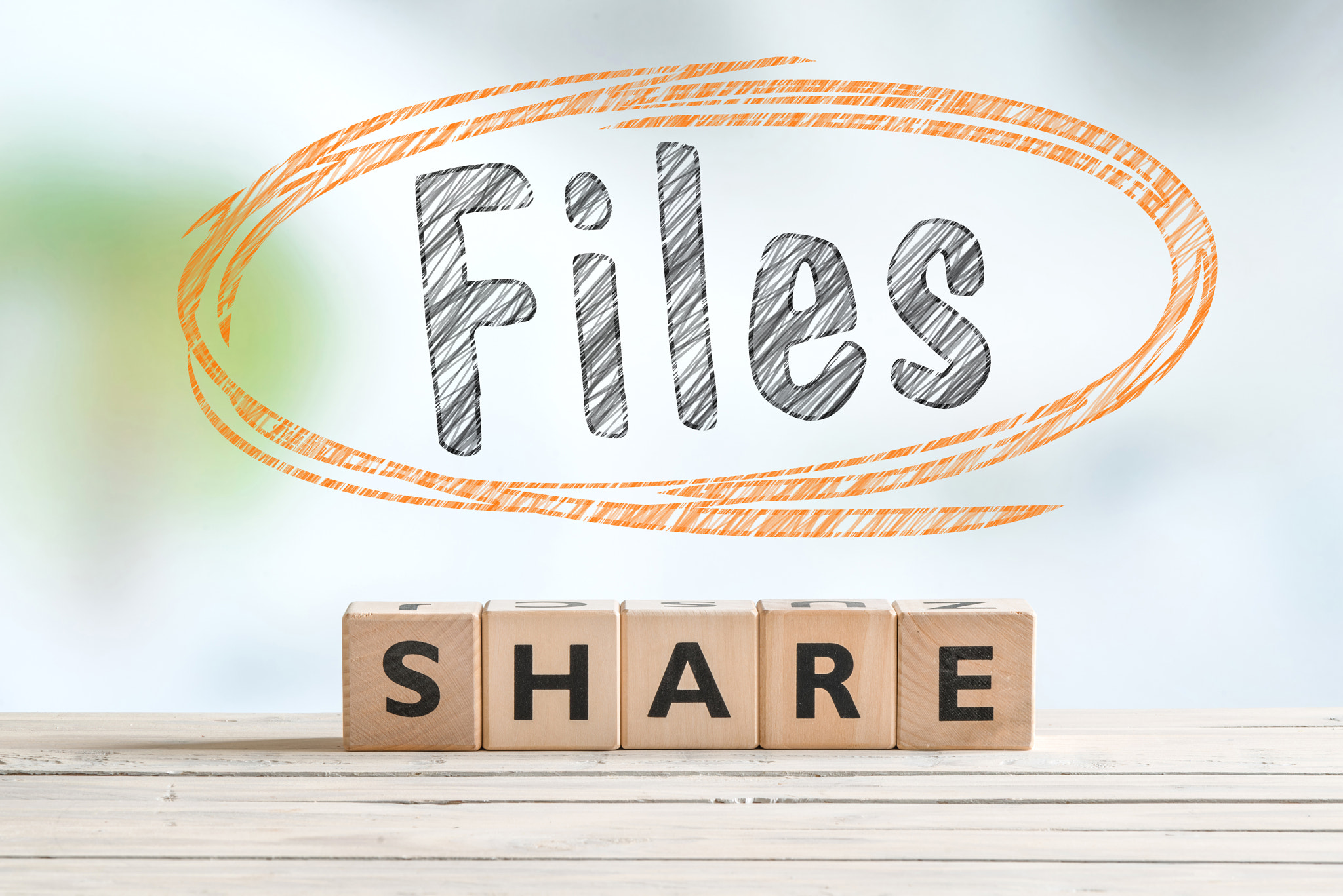 File sharing sign on a table