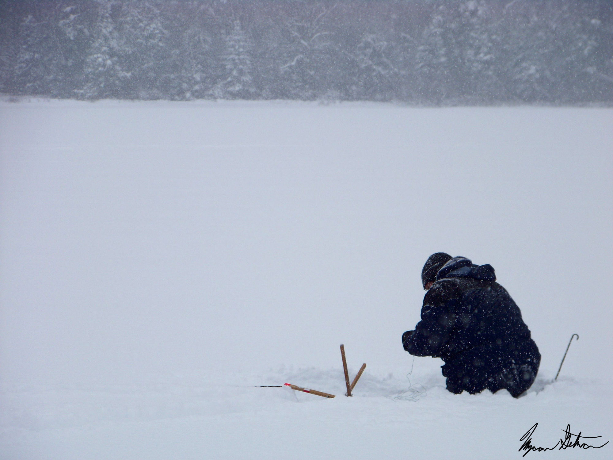 Kodak Z812 IS ZOOM DIGITAL CAMERA sample photo. Icefishing in snow photography