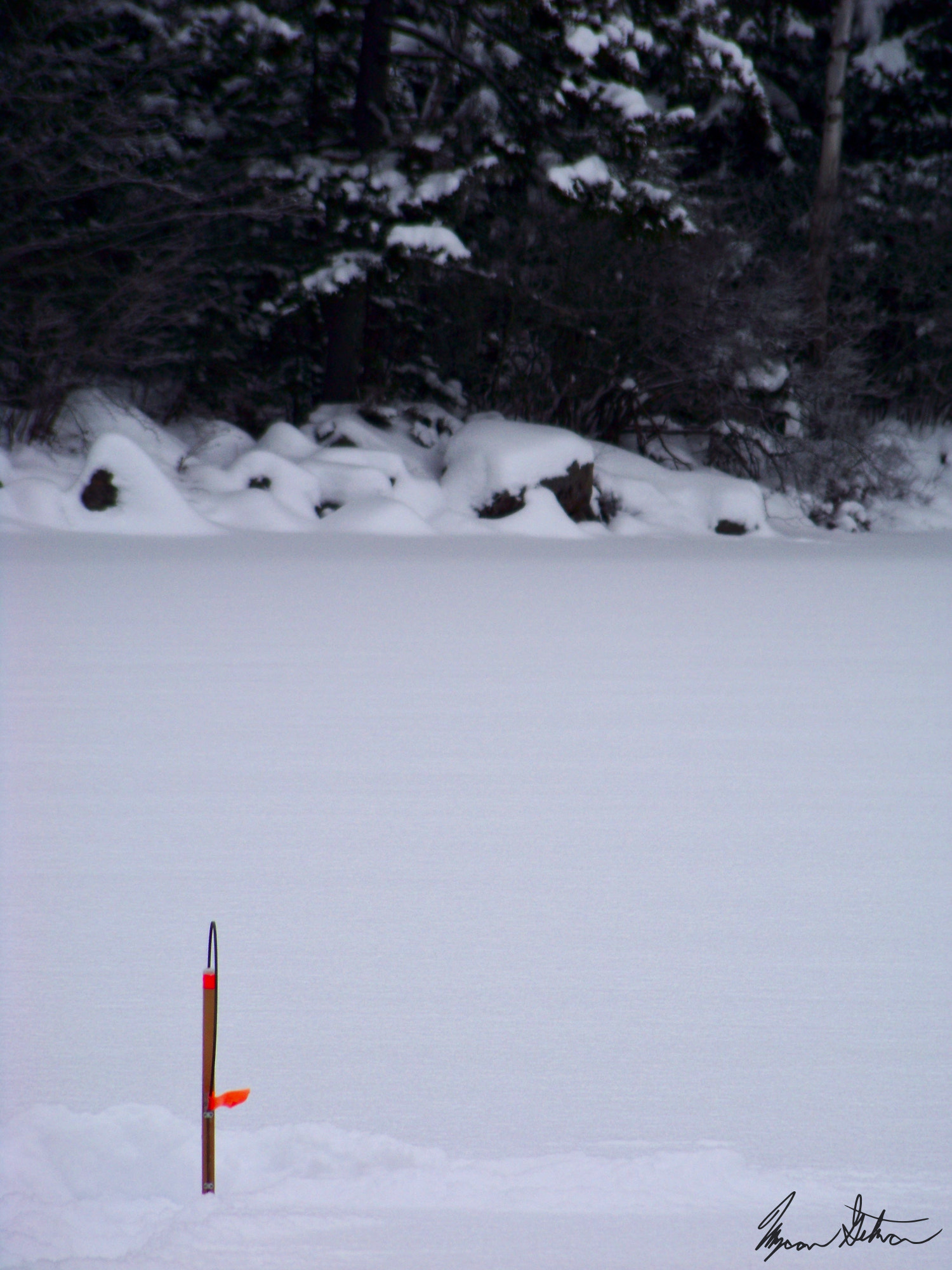 Kodak Z812 IS ZOOM DIGITAL CAMERA sample photo. Lone tip-up in snow photography
