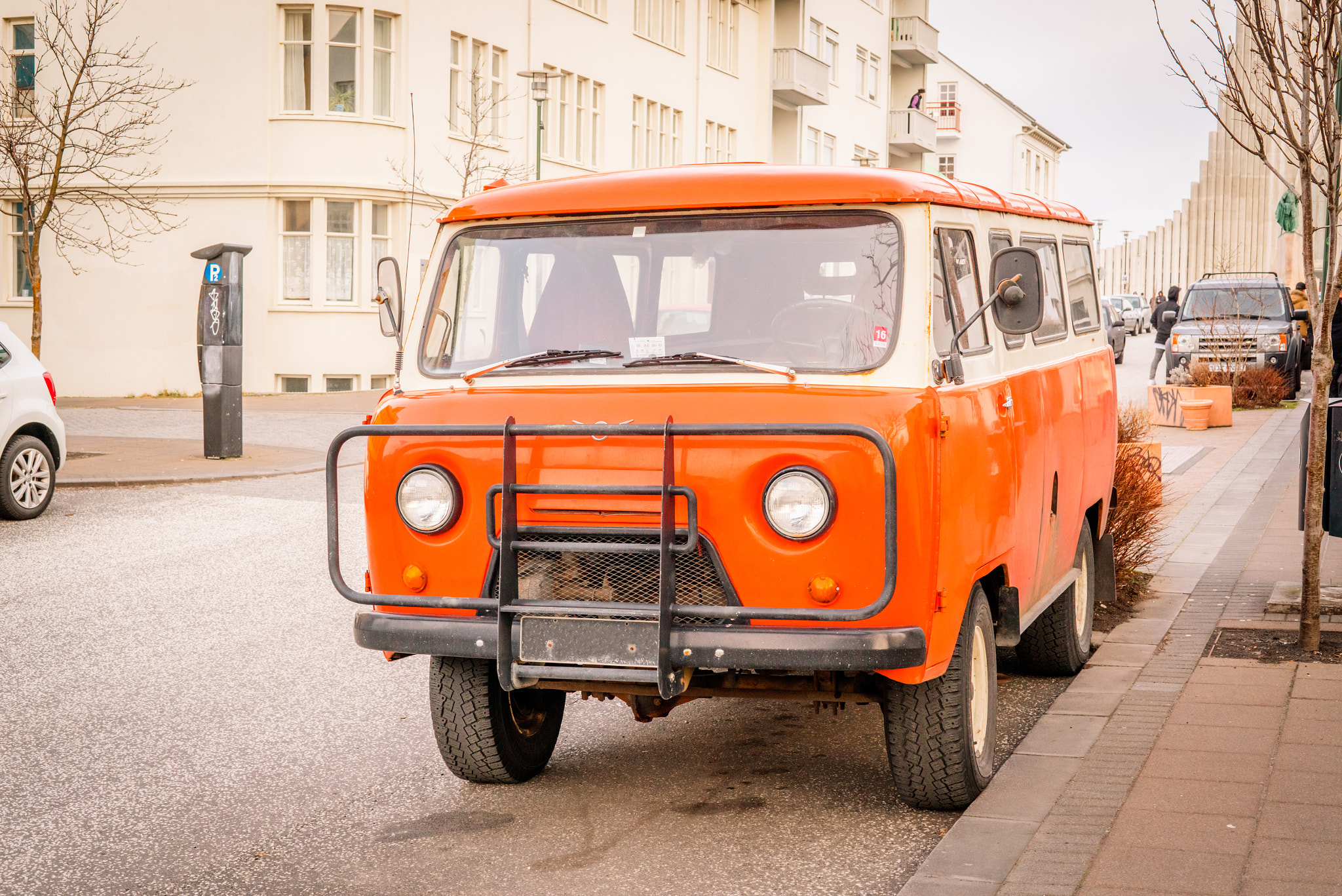 Sony a7R + Sony 50mm F1.4 sample photo. Retro uaz-452 wagon in the streets of reykjavik photography