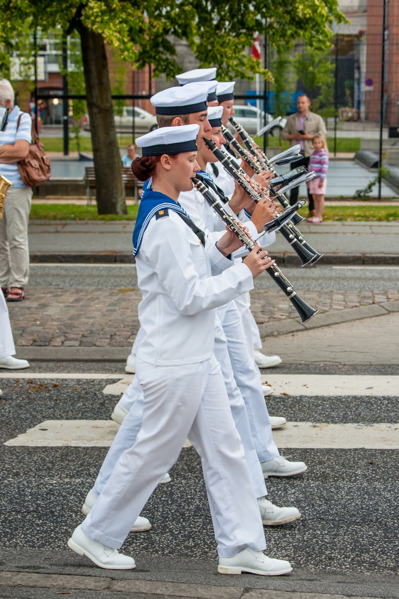 AABENRAA, DENMARK - JULY 6 - 2014: Swedish tambour corps at a pa