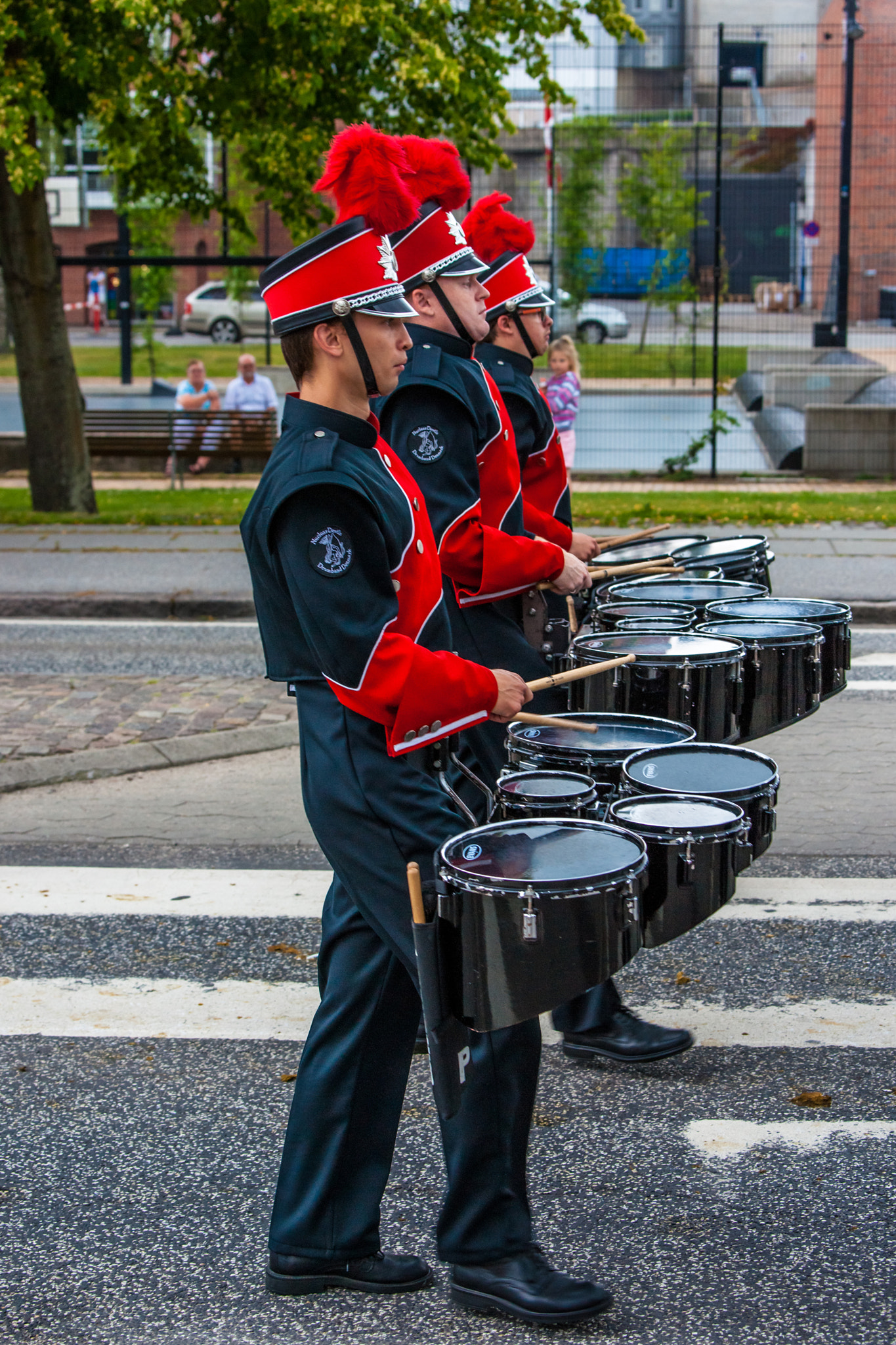 AABENRAA, DENMARK - JULY 6 - 2014: Russian tambour corps at a pa