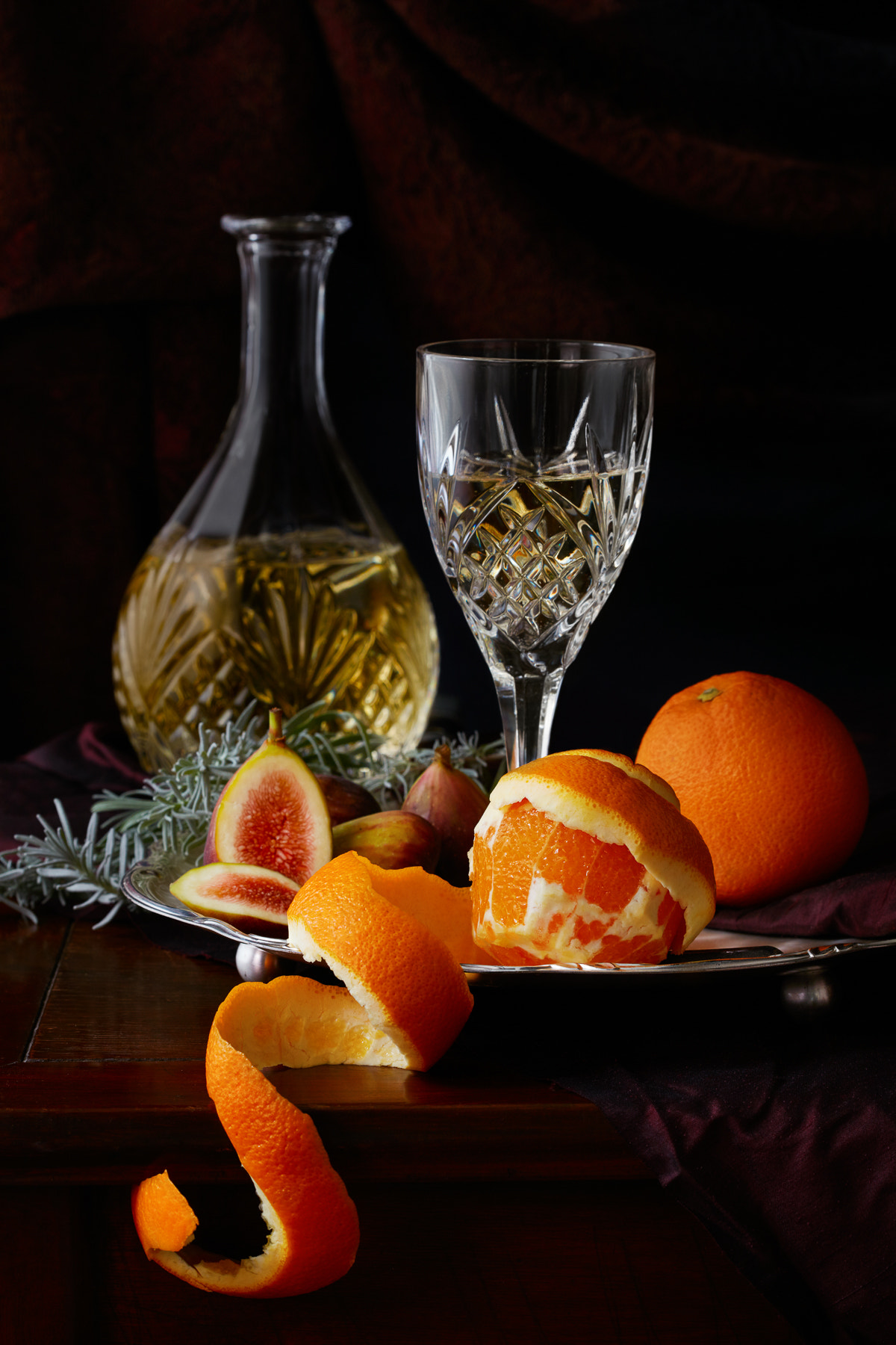 Canon EOS 5DS + Canon EF 100mm F2.8 Macro USM sample photo. Oranges, figs & wine photography