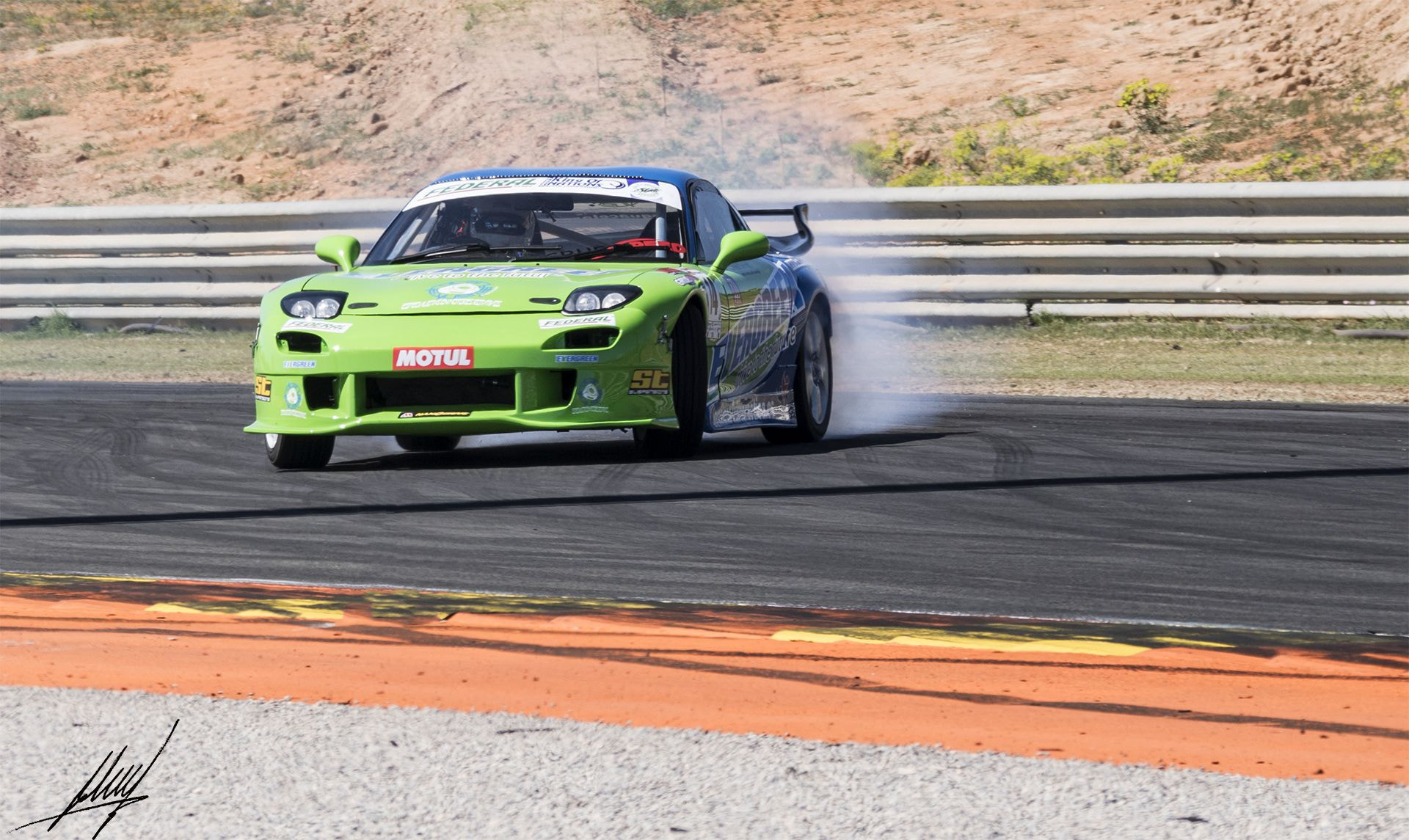 Sony 70-300mm F4.5-5.6 G SSM sample photo. Mazda rx7, 1st round open slalom drift photography