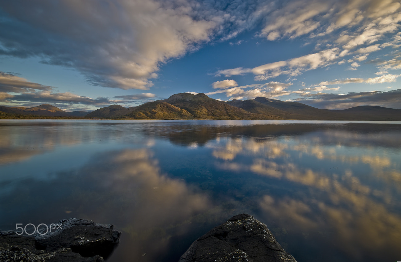 Pentax K20D + Sigma AF 10-20mm F4-5.6 EX DC sample photo. "all is calm" loch na keal - isle of mull photography