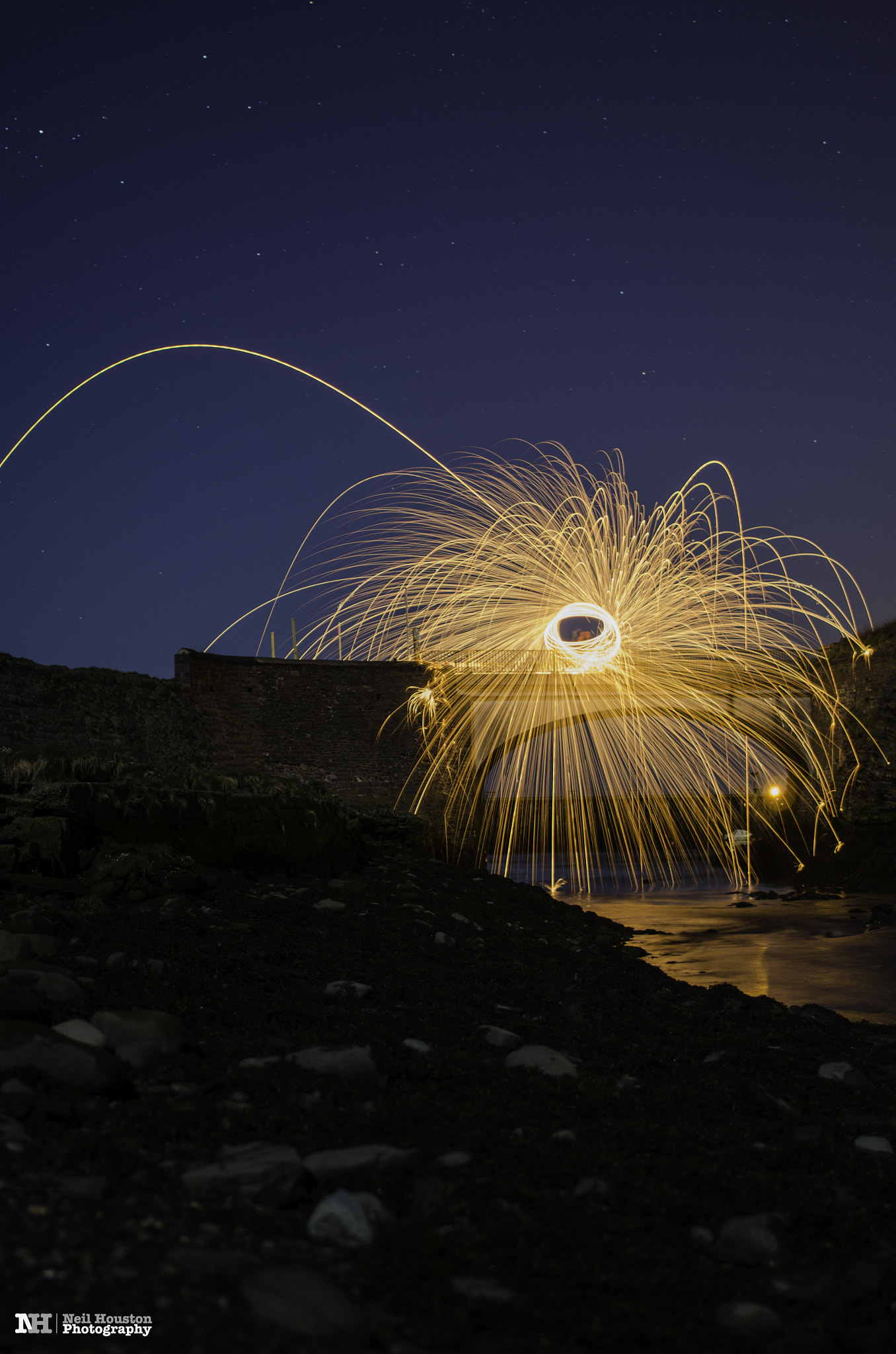 Nikon D5100 + Samyang 35mm F1.4 AS UMC sample photo. Wire wool in aberystwyth, moon was out so stars an ... photography