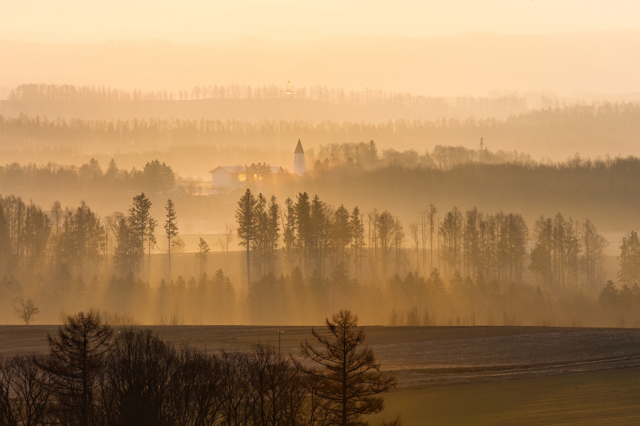Sigma 70-200mm F2.8 EX DG OS HSM sample photo. Tower in the morning mist photography