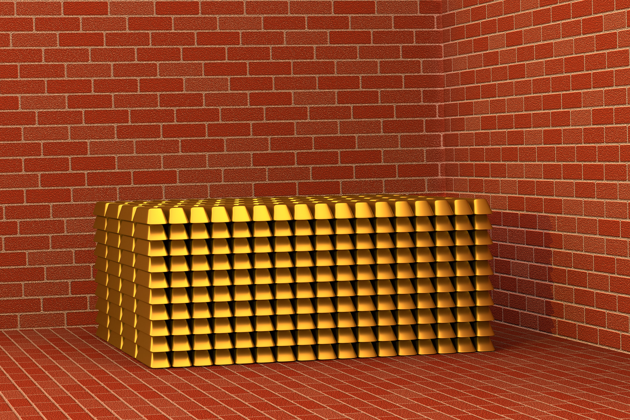 Golden bars in a vault