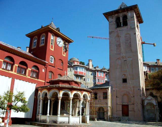 Pentax Optio E85 sample photo. Monastery of vatopedi on mount athos, greece photography