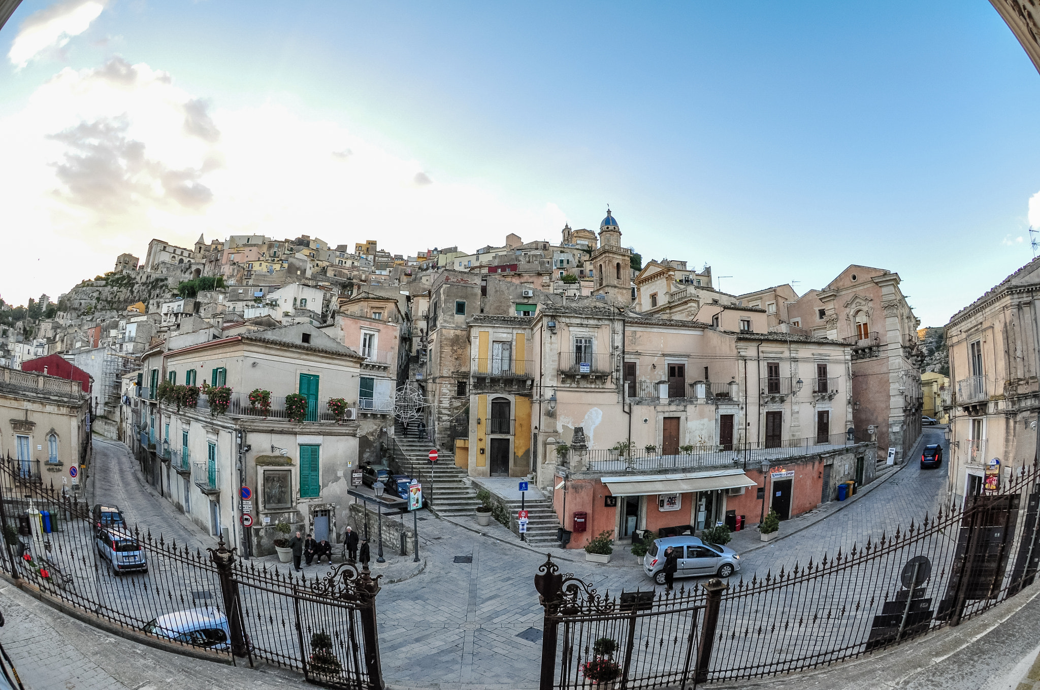 Nikon D90 + Nikon AF DX Fisheye-Nikkor 10.5mm F2.8G ED sample photo. Ragusa from the steps of a church. photography
