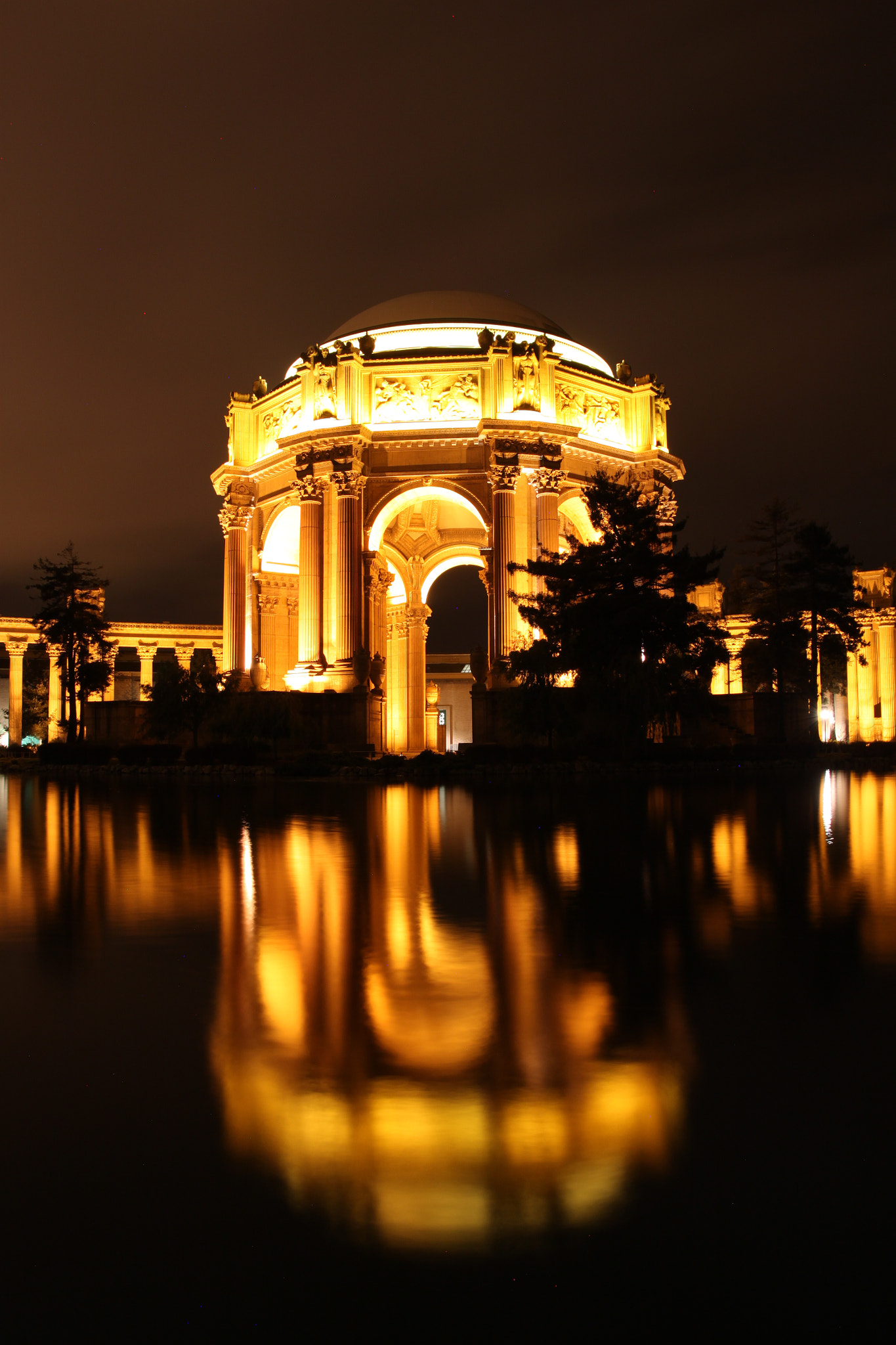 Canon EOS 500D (EOS Rebel T1i / EOS Kiss X3) + Sigma 17-70mm F2.8-4 DC Macro OS HSM sample photo. Palace of fine arts at night photography