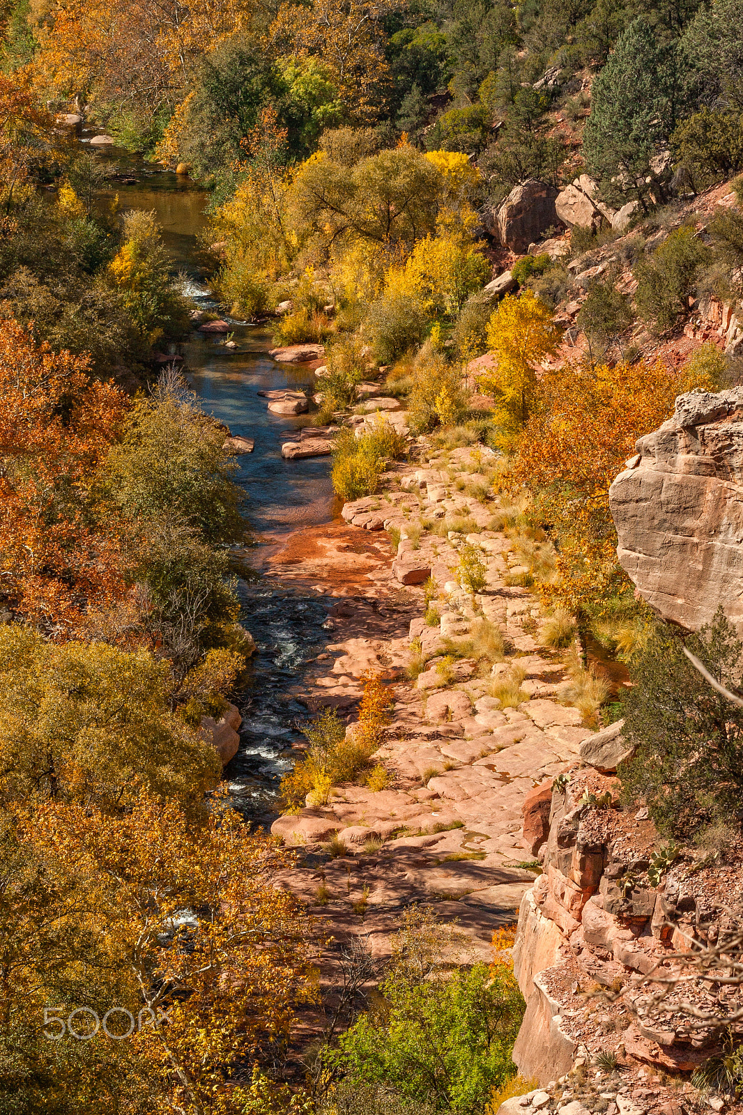 Canon EOS 30D + Canon EF 75-300mm F4.0-5.6 IS USM sample photo. Oak creek canyon in fall photography