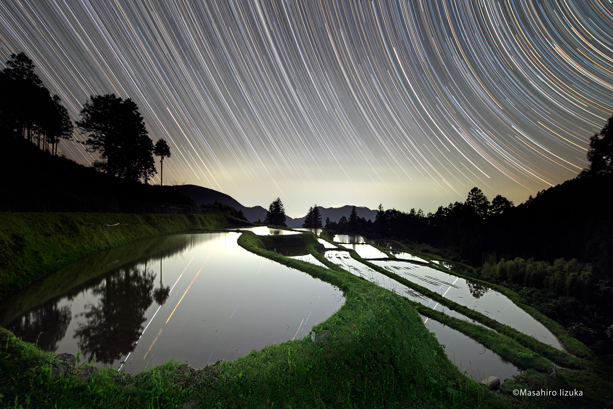 Nikon D810A sample photo. The startrails and reflections of terraced rice fi photography