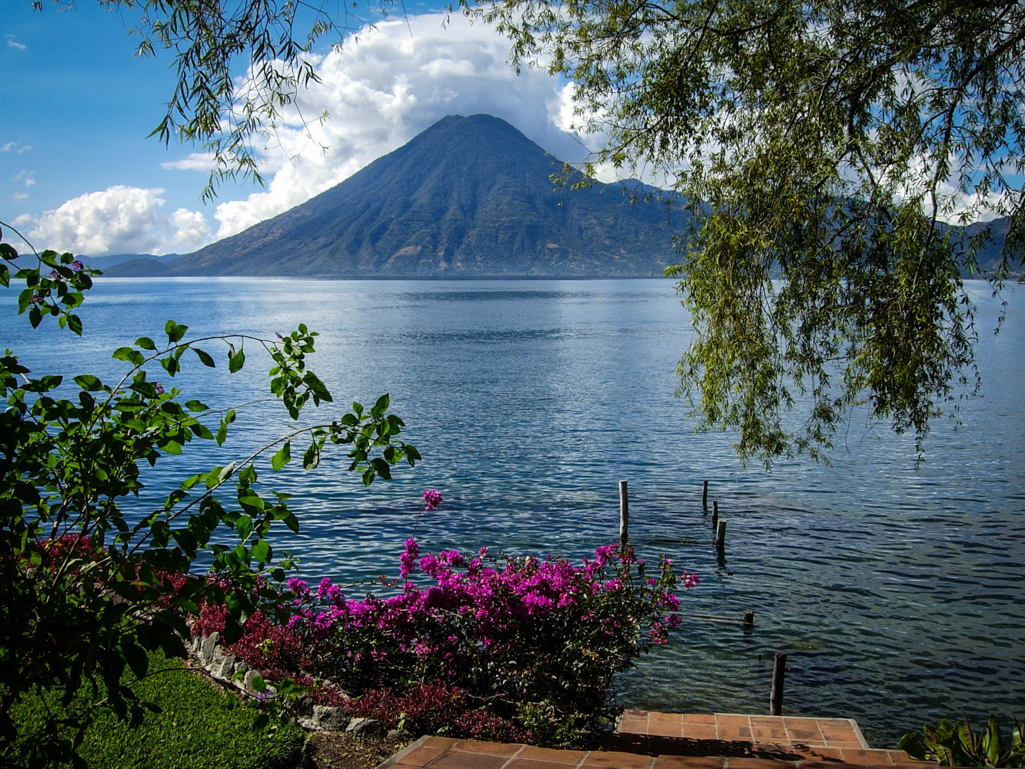 Nikon COOLPIX P4 sample photo. Lake atitlan with the view of vulcan atitlan,guatemala photography