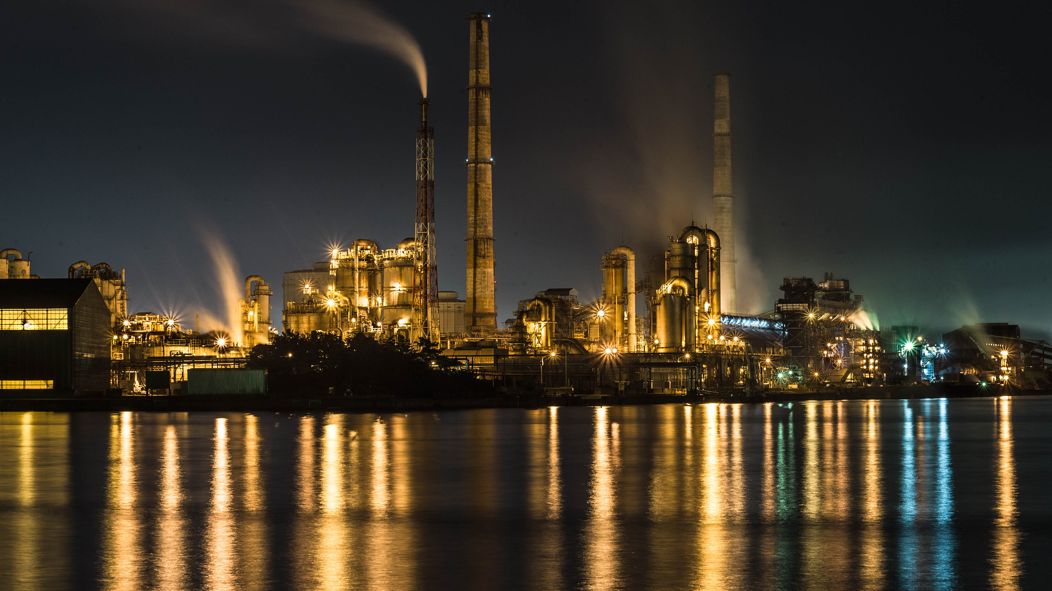 Nikon Df sample photo. Niight view of the factory photography