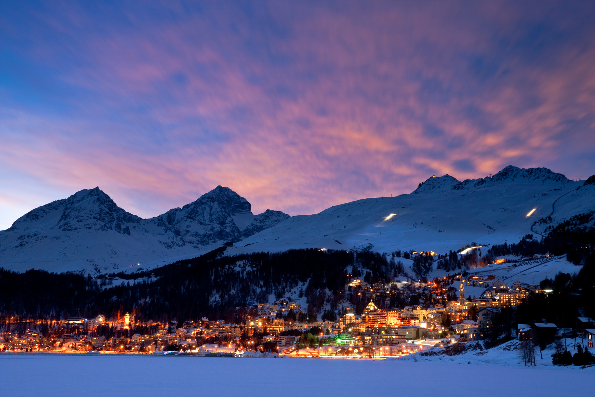 Canon EOS-1Ds Mark III sample photo. Saint moritz, switzerland at dusk photography