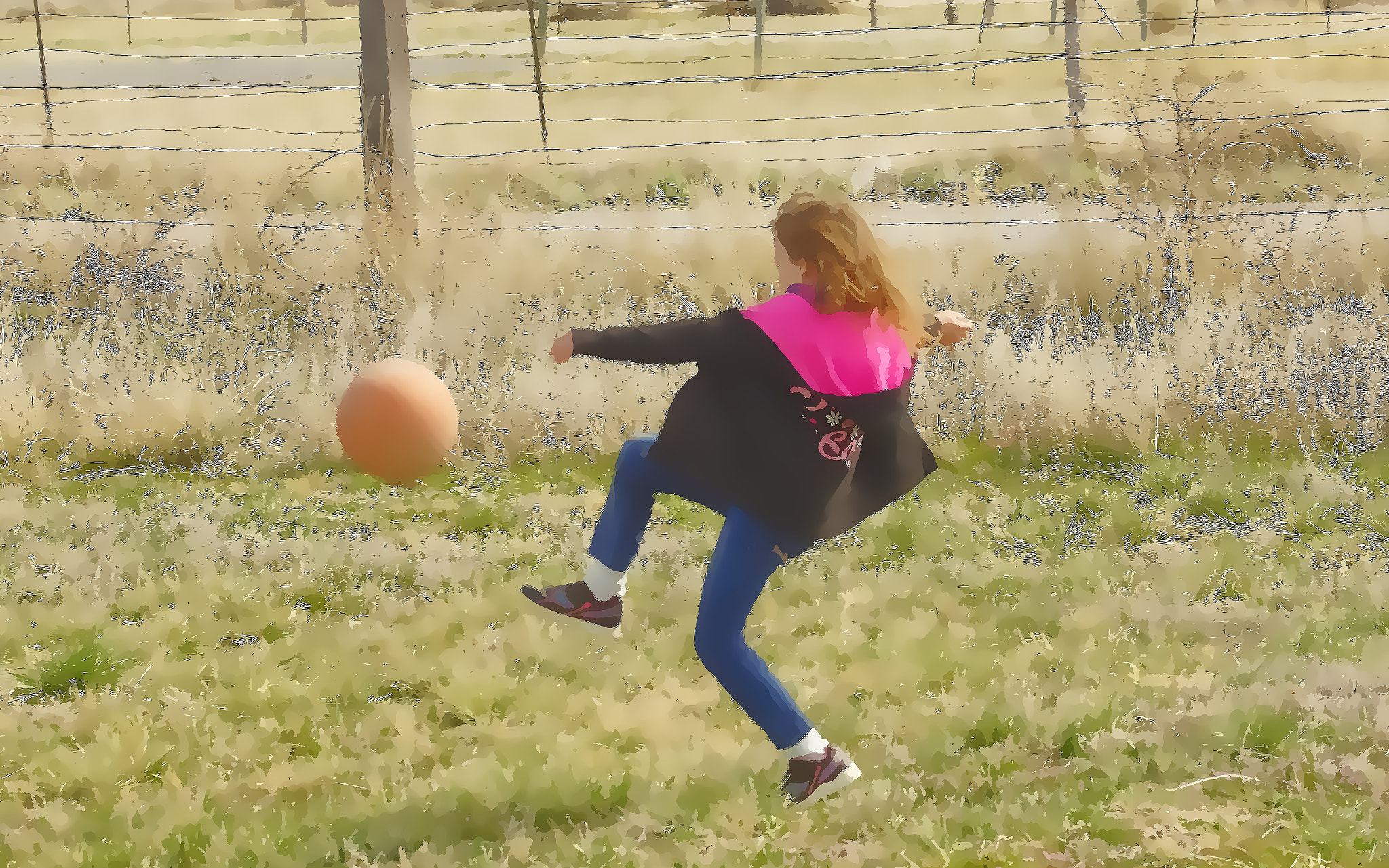 Sony 75-300mm F4.5-5.6 sample photo. Girl playing kick ball photography