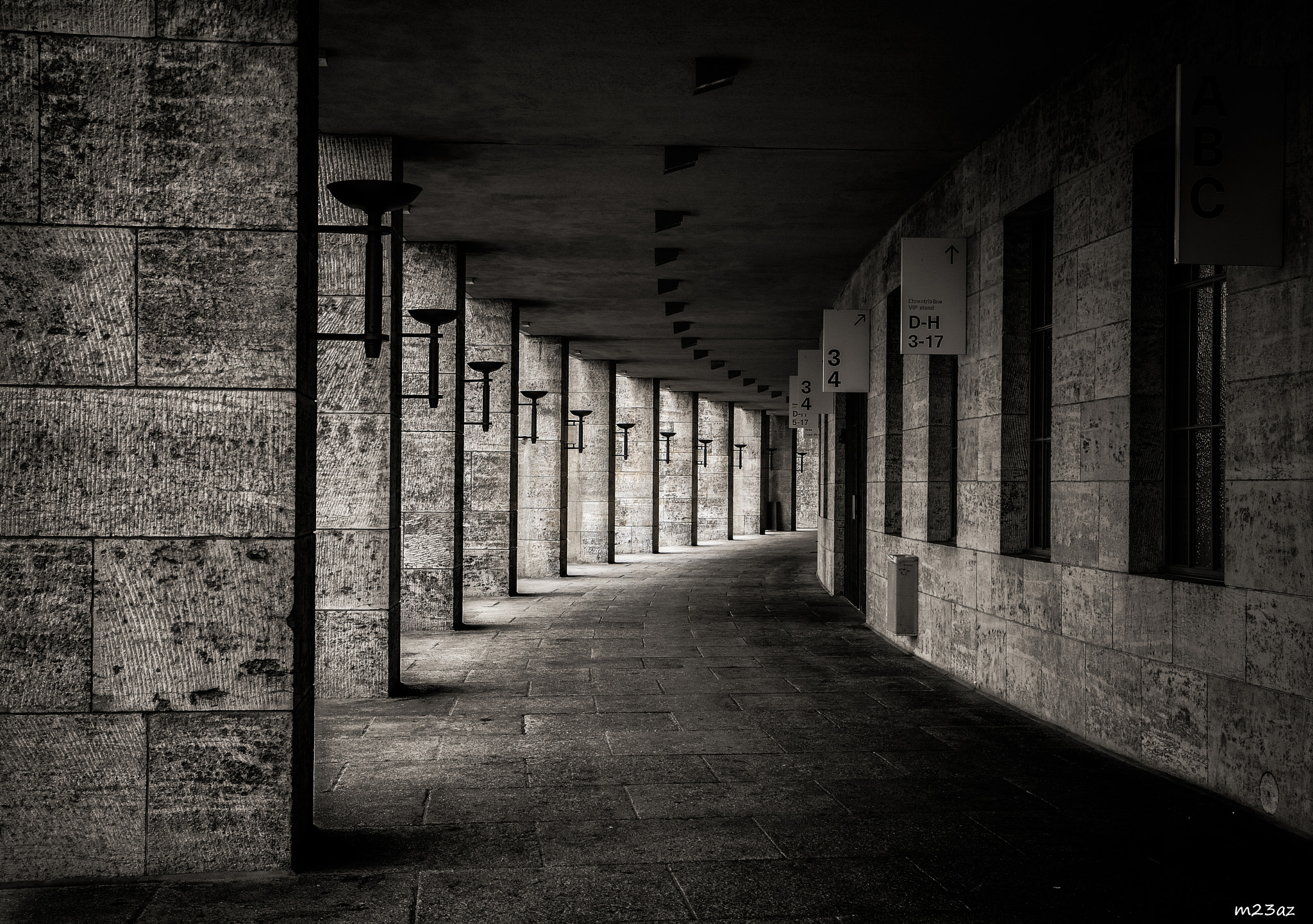 Nikon D3300 + Sigma 17-70mm F2.8-4 DC Macro OS HSM | C sample photo. Olympiastadion berlin b/w photography