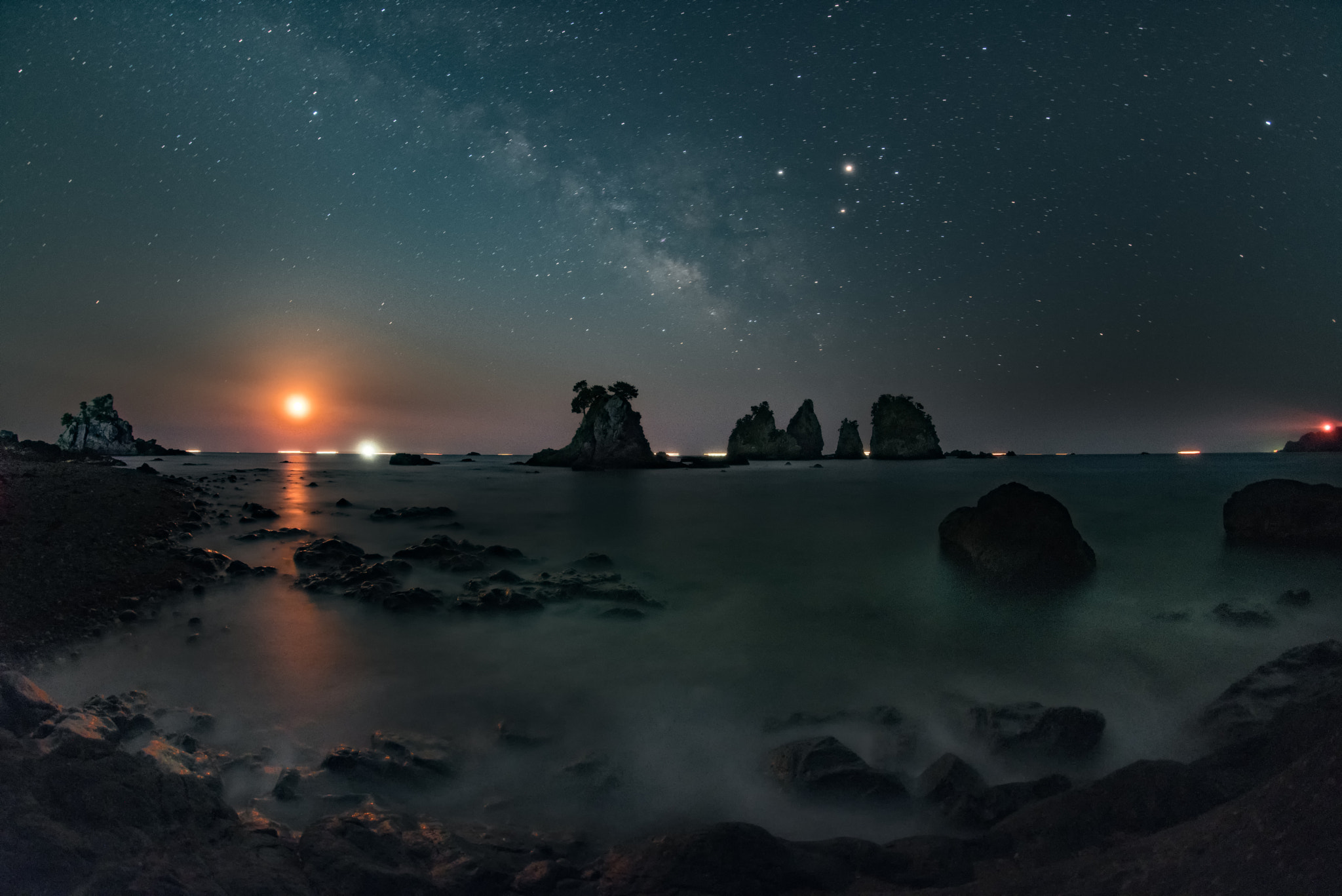 Nikon D810A sample photo. Moonrize and milkyway photography