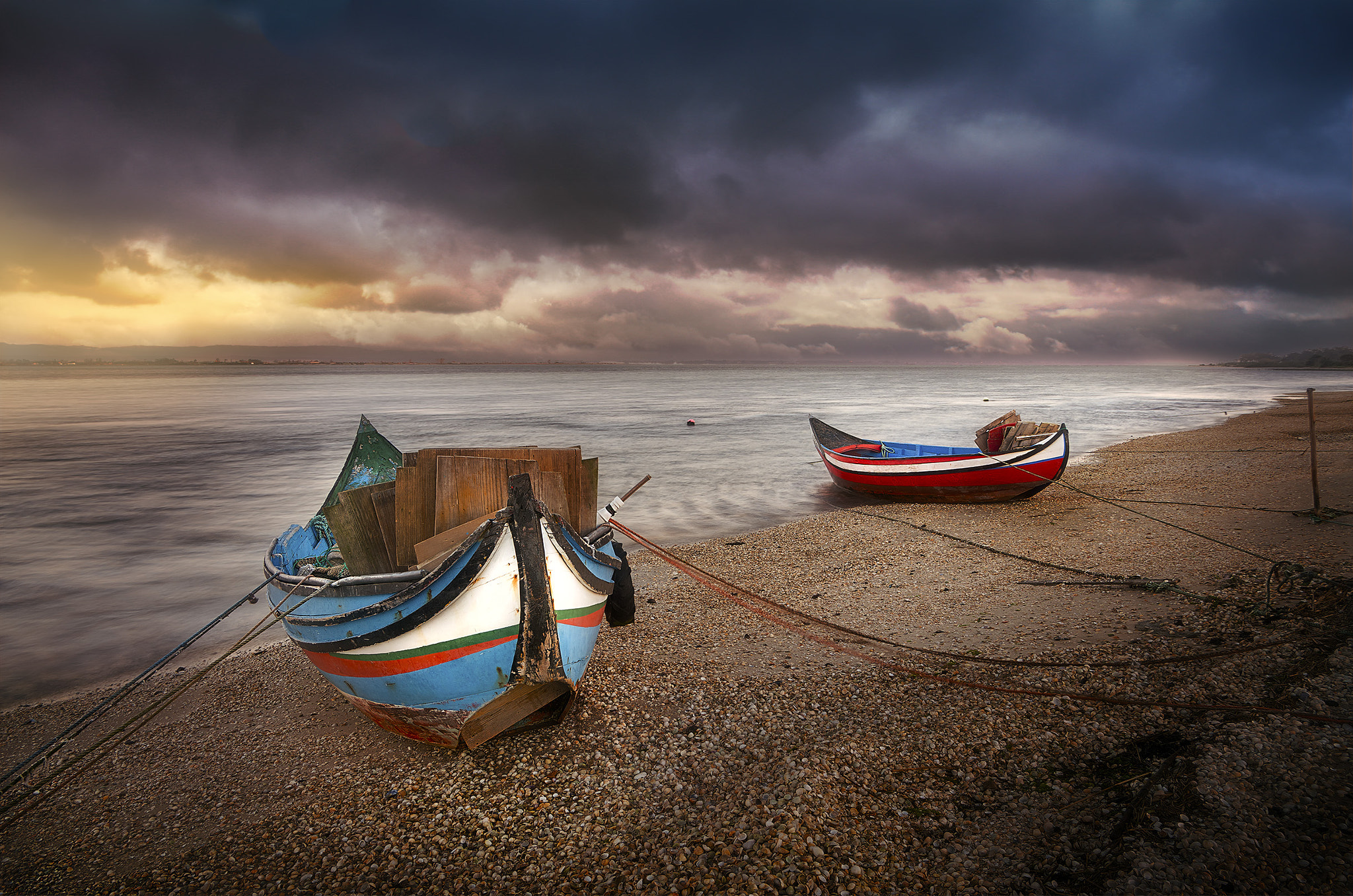 Pentax K-30 sample photo. A couple of boats enjoying sunset photography