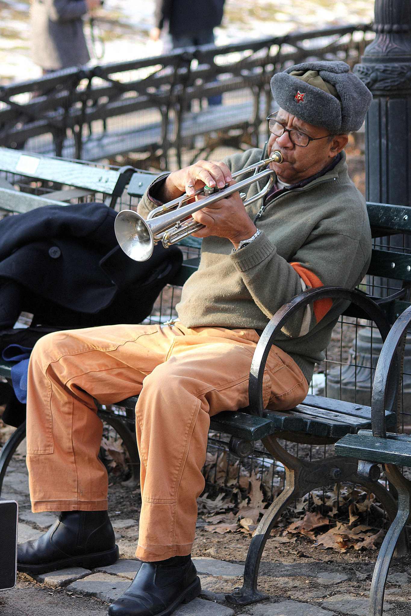 Canon EOS 550D (EOS Rebel T2i / EOS Kiss X4) + Sigma 50-200mm F4-5.6 DC OS HSM sample photo. Trumpeter in central park photography