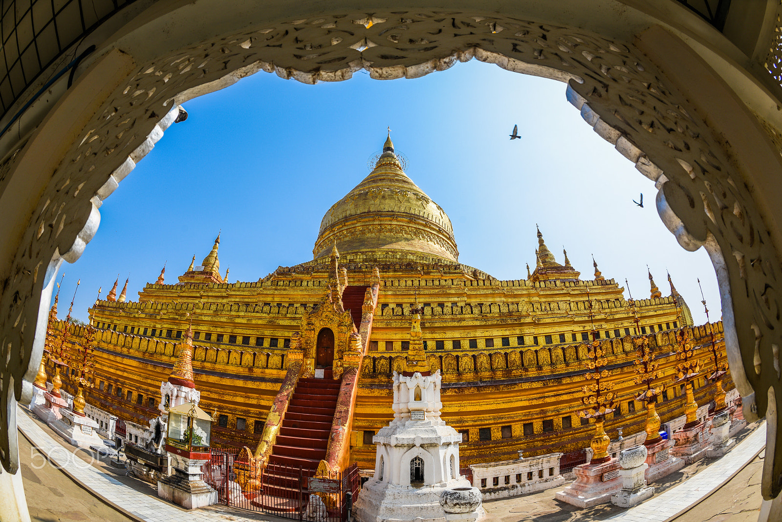 Nikon D810 + Nikon AF Fisheye-Nikkor 16mm F2.8D sample photo. Shwezigon pagoda photography