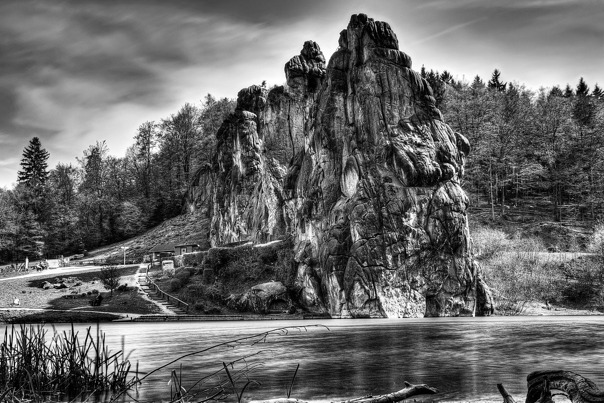 Sony DT 16-105mm F3.5-5.6 sample photo. Externsteine b&w photography