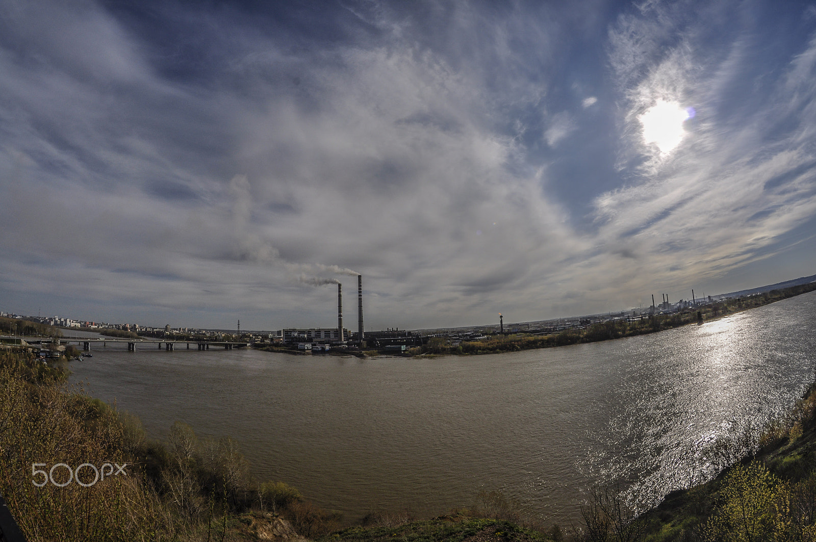 Nikon D90 + Samyang 8mm F3.5 Aspherical IF MC Fisheye sample photo. вид с горы на томь photography