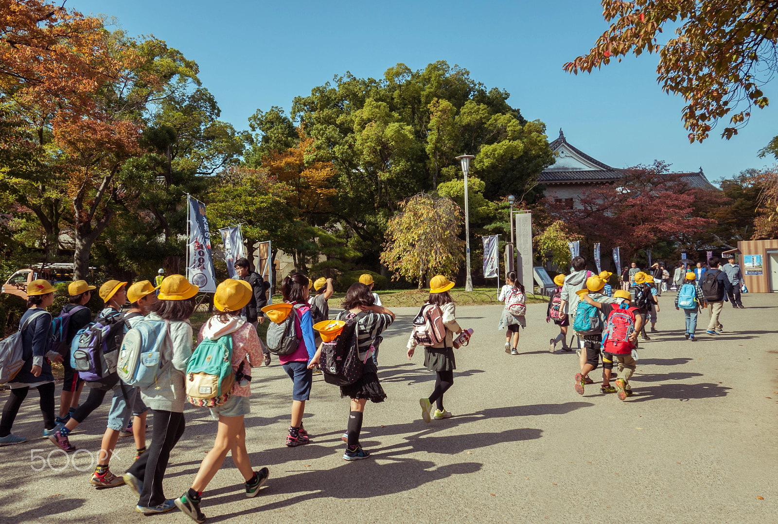 Panasonic Lumix DMC-GF1 + Panasonic Lumix G Vario 7-14mm F4 ASPH sample photo. Osaka,japan, march 12, 2015: japanese young elementary students photography