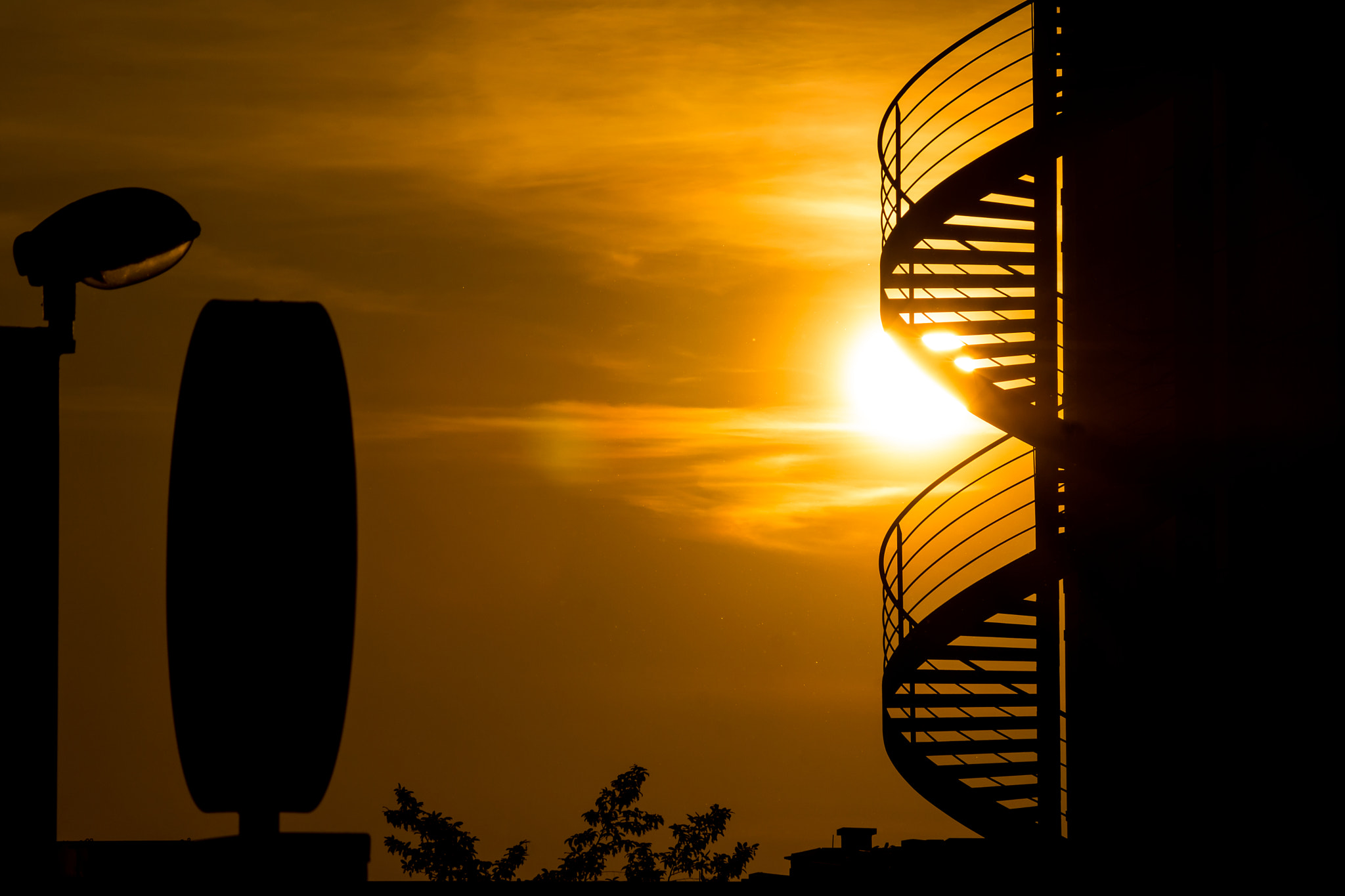 Sony SLT-A77 + Minolta AF 70-210mm F4 Macro sample photo. Sundown in industrial park photography